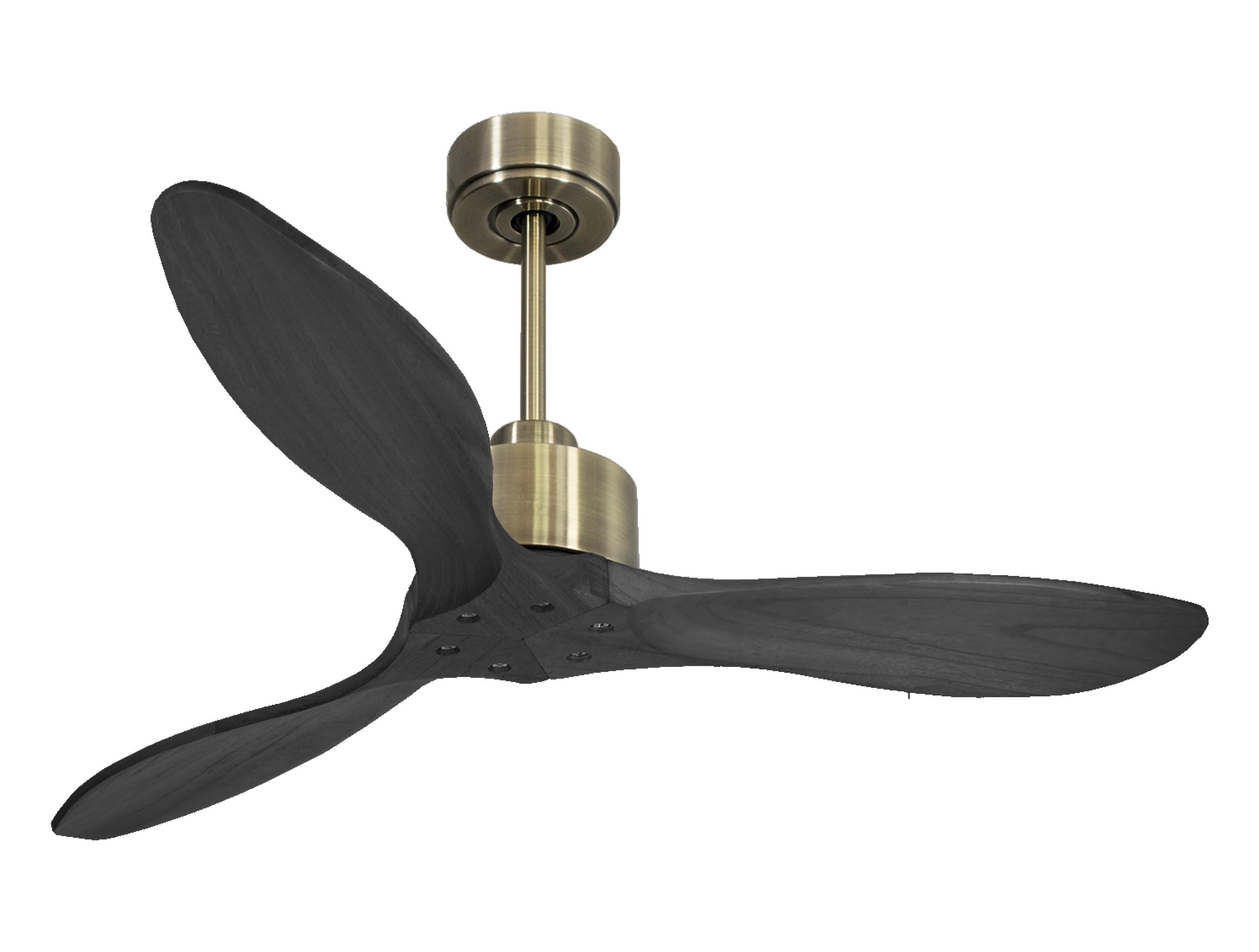 Ventilateur de plafond Réversible Thermostat Wifi Moteur à courant continu Toits en pente Télécommande Hypersilence Mémoire FullWood