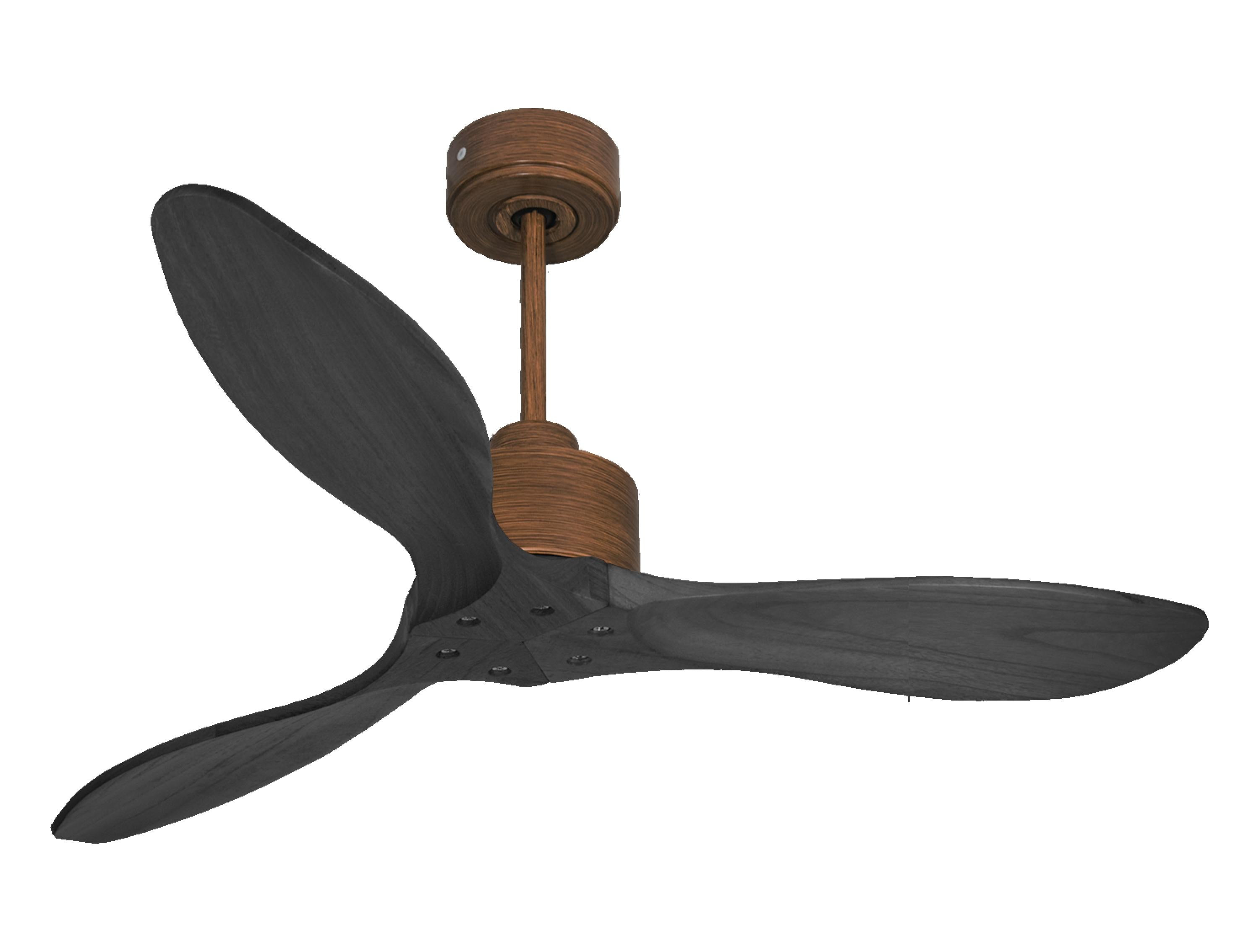 Ventilateur de plafond Réversible Thermostat Wifi Moteur à courant continu Toits en pente Télécommande Hypersilence Mémoire FullWood