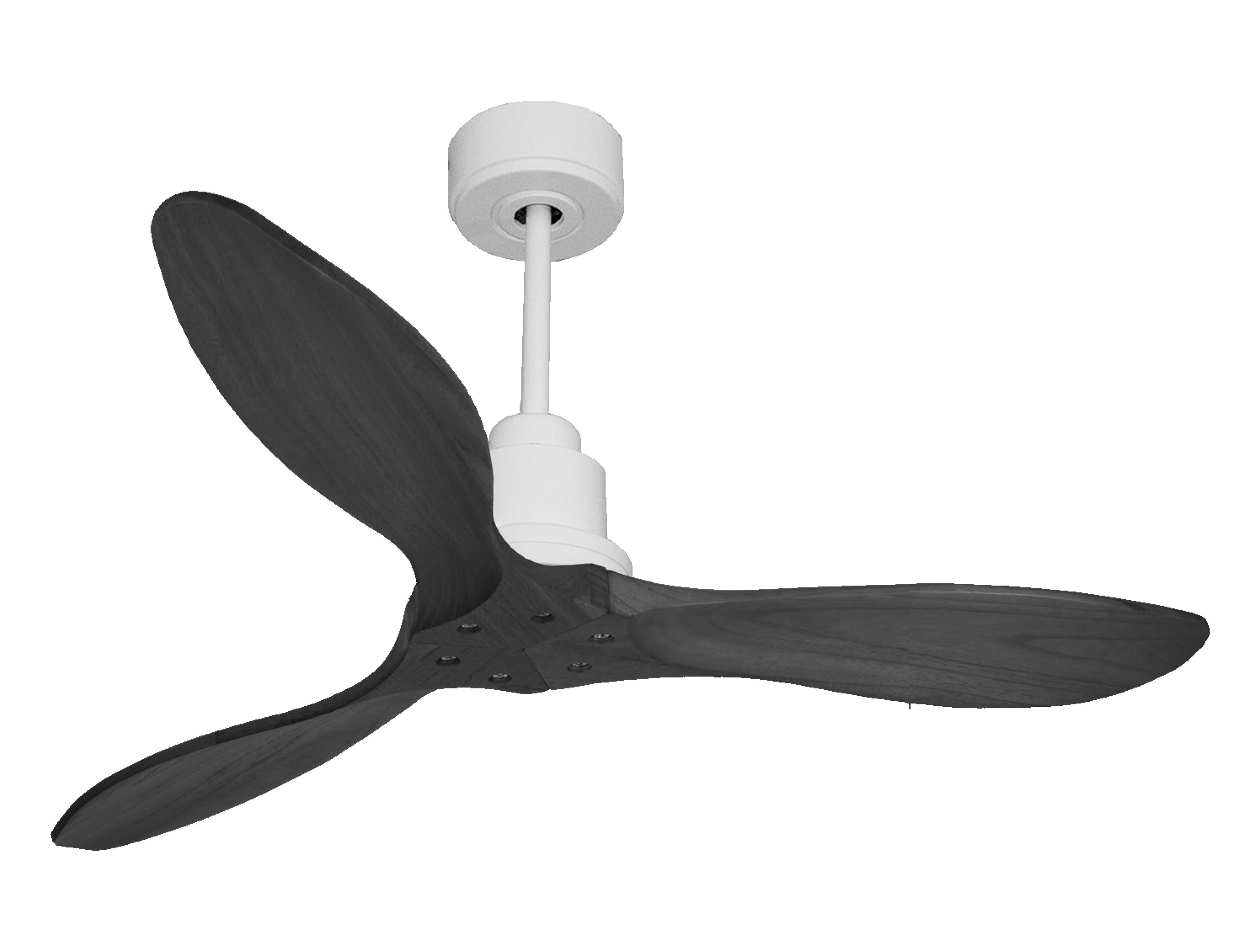 Ventilateur de plafond Réversible Thermostat Wifi Moteur à courant continu Toits en pente Télécommande Hypersilence Mémoire FullWood