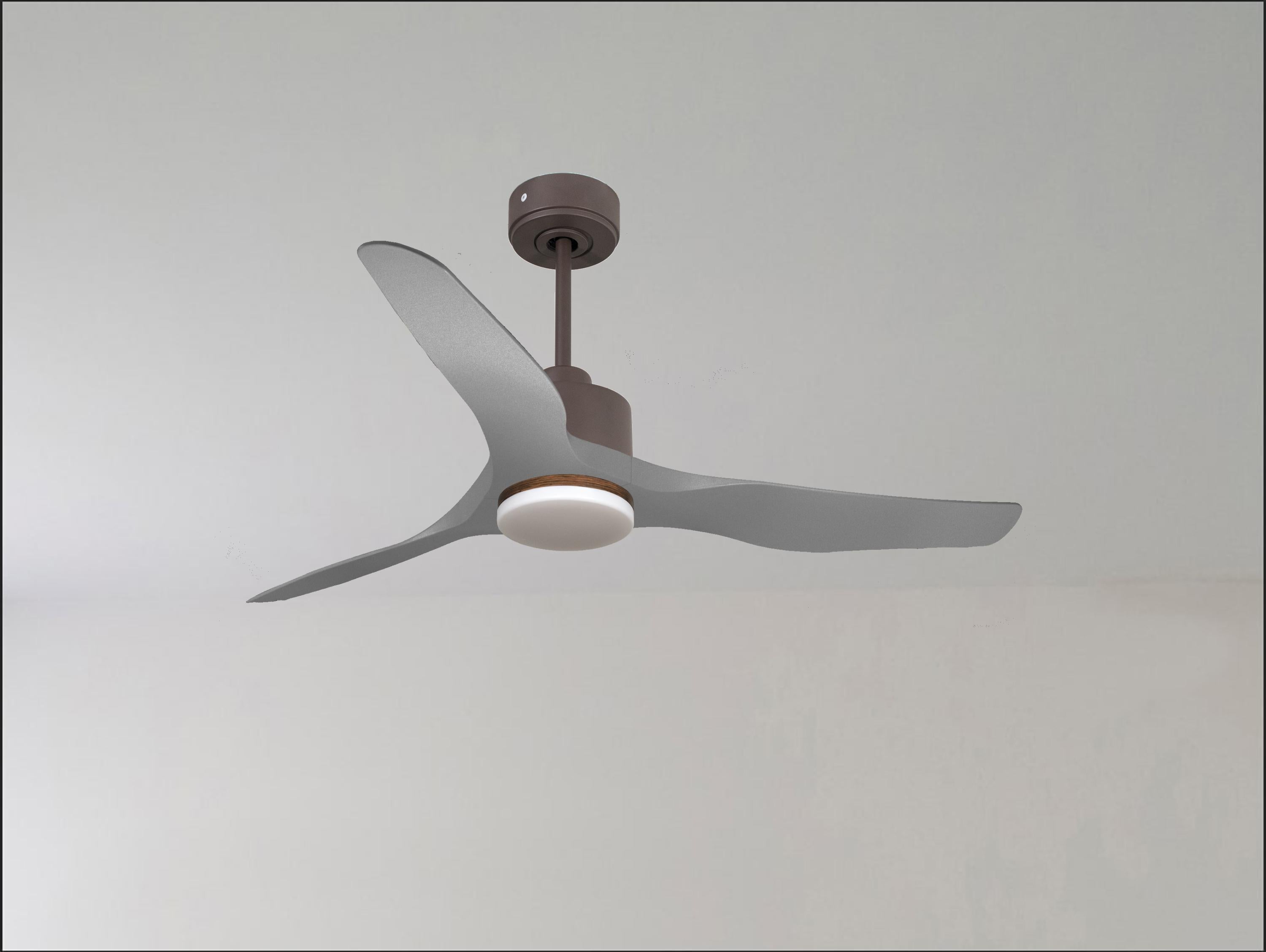 Ventilateur de plafond Réversible Thermostat Dimmable Wifi Moteur à courant continu Toits en pente Télécommande Lumière à trois tons Adaptateur 2/3 Lames