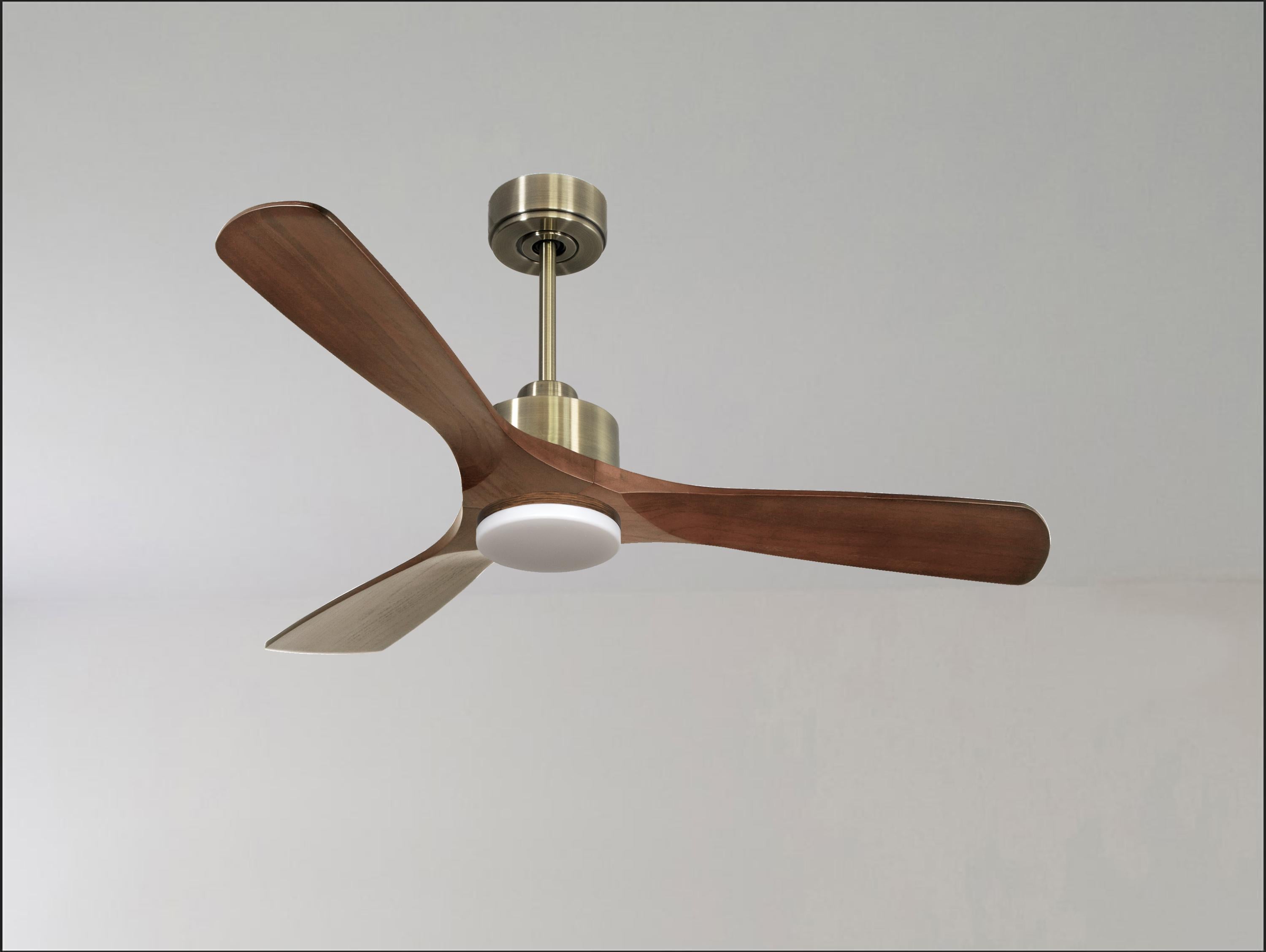 Ventilateur de plafond Réversible Thermostat Dimmable Wifi Moteur à courant continu Toits en pente Télécommande Lumière à trois tons Hypersilence Mémoire