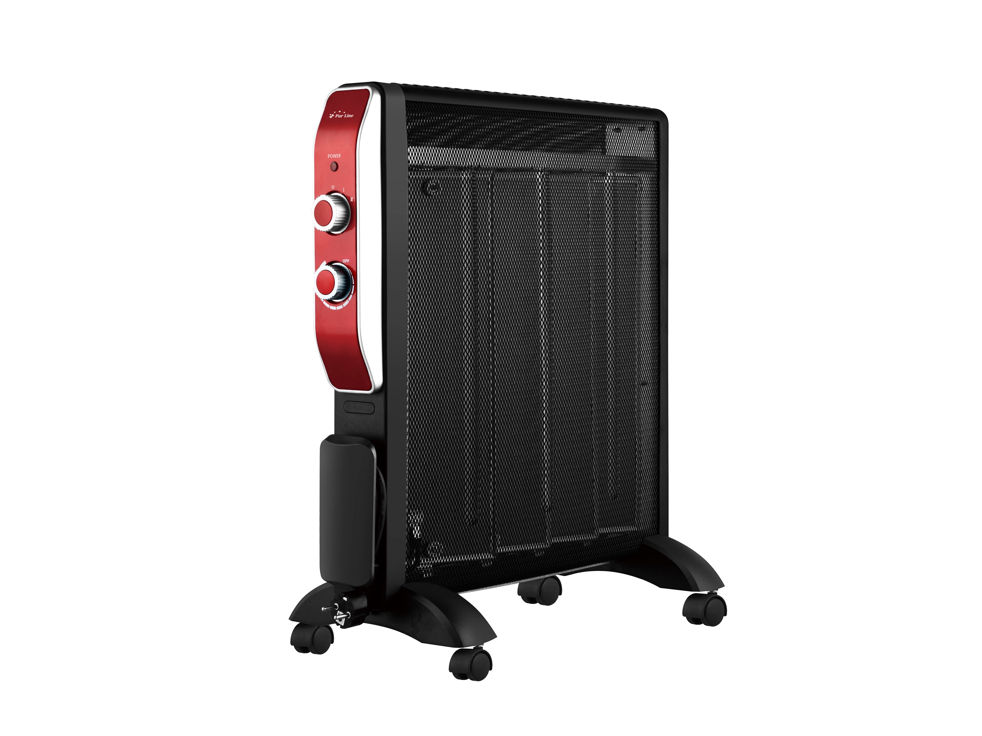 Radiateur électrique 2000 W design noir avec roues et thermostat