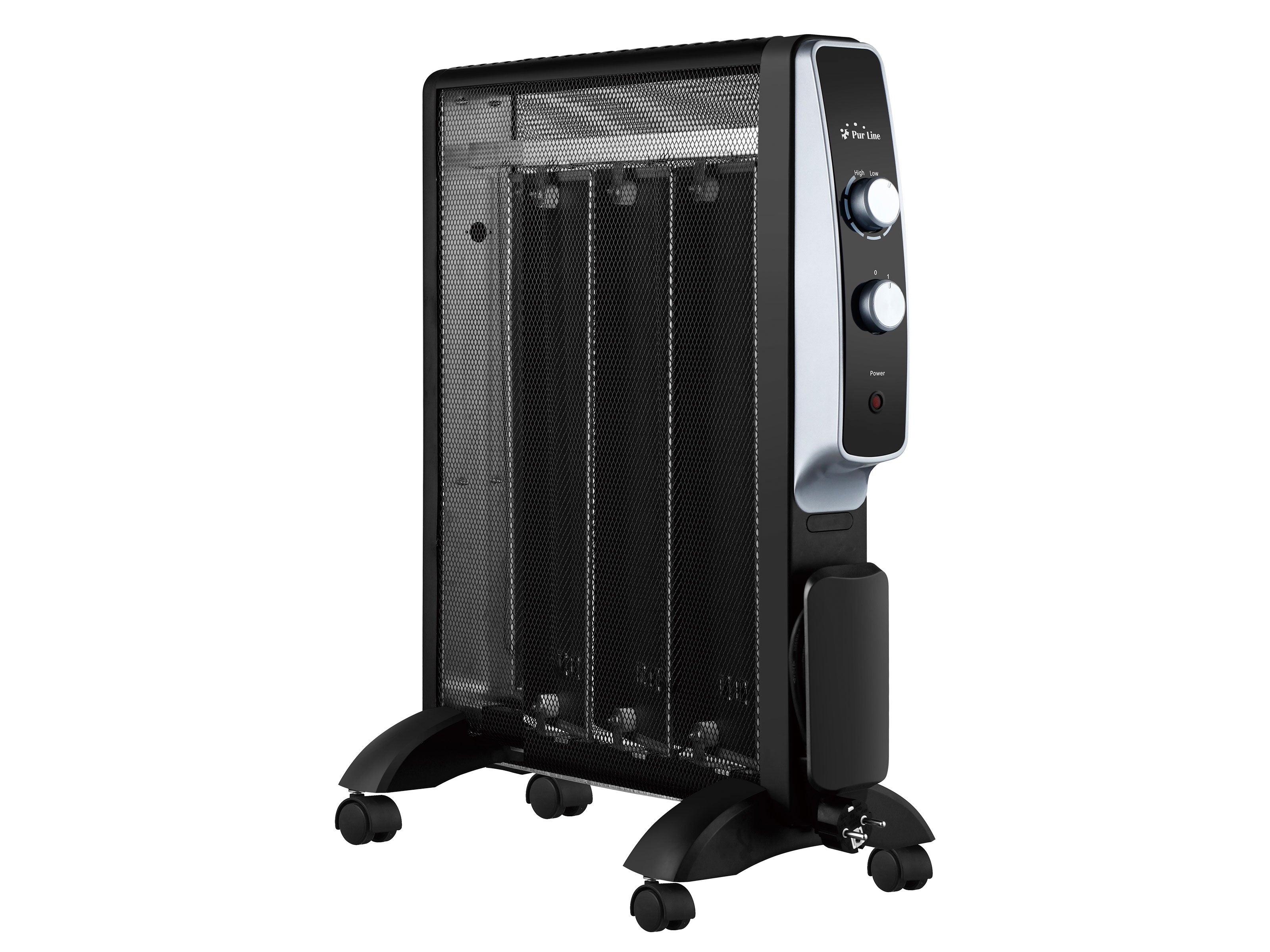 Radiateur électrique 2000 W design noir avec roues et thermostat