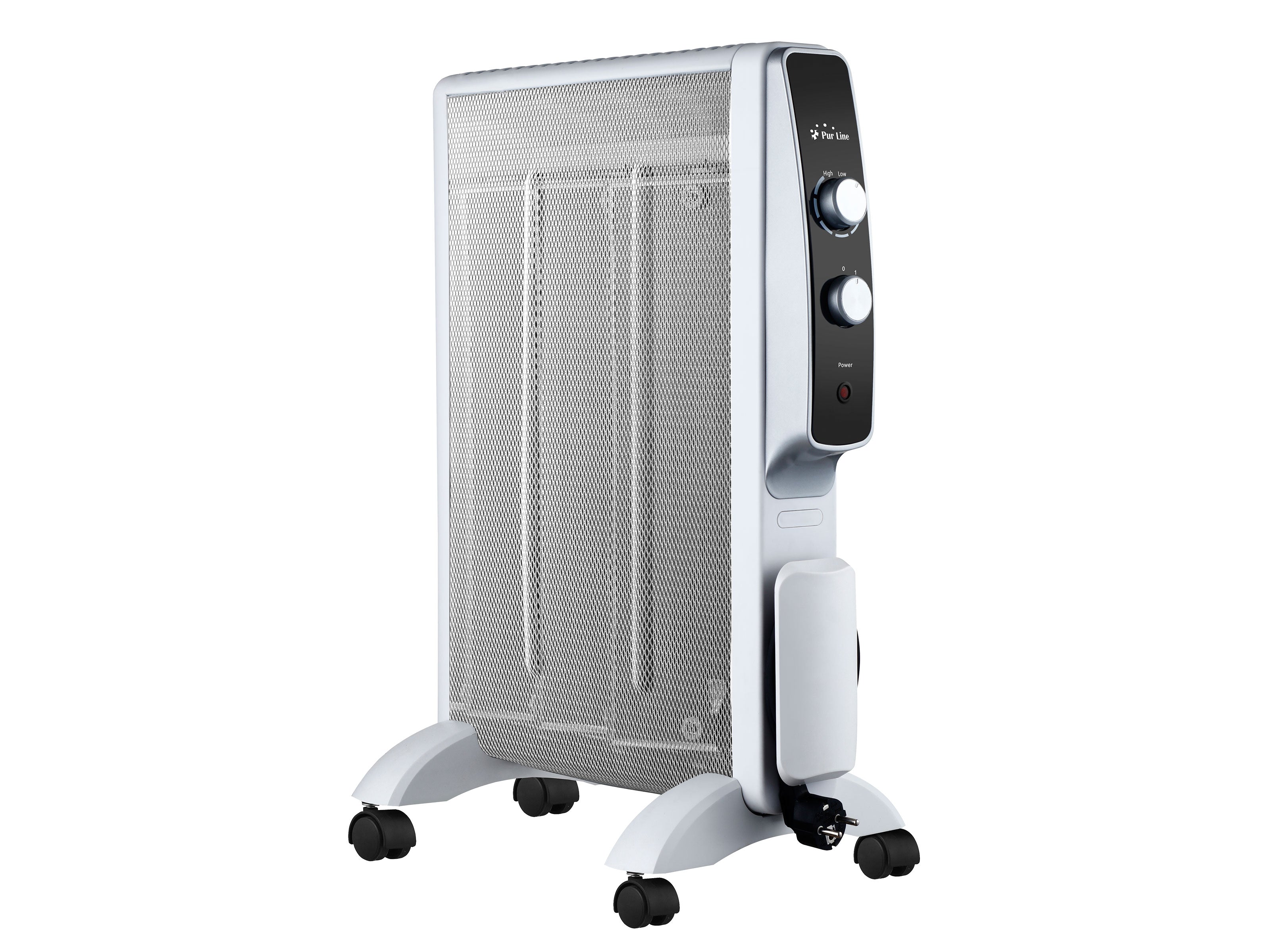 Radiateur électrique 2000 W design noir avec roues et thermostat