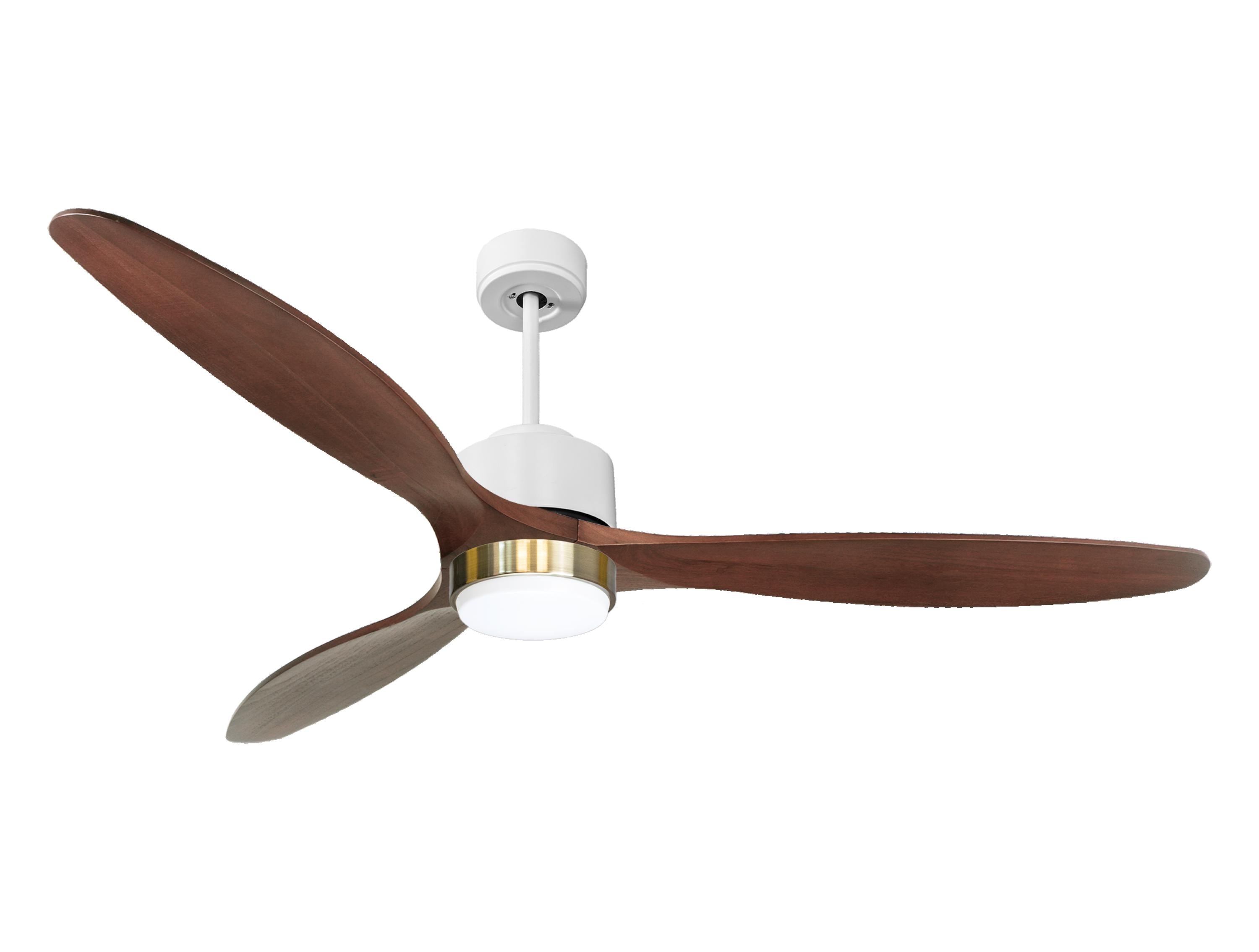 Ventilateur de plafond Réversible Thermostat Dimmable Wifi Moteur à courant continu Toits en pente Télécommande Lumière à trois tons Hypersilence Mémoire