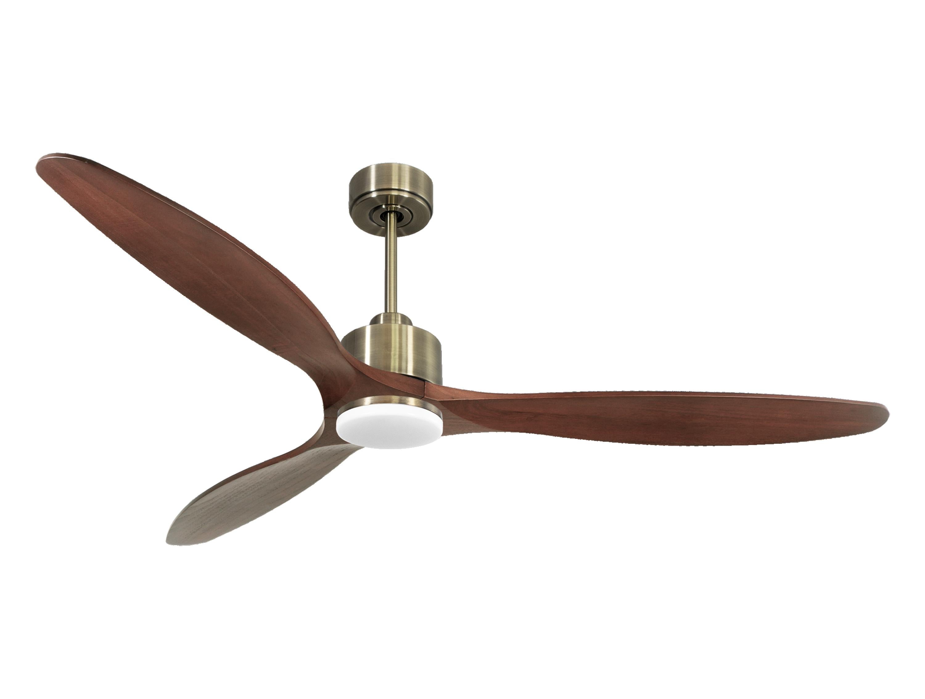 Ventilateur de plafond Réversible Thermostat Dimmable Wifi Moteur à courant continu Toits en pente Télécommande Lumière à trois tons Hypersilence Mémoire