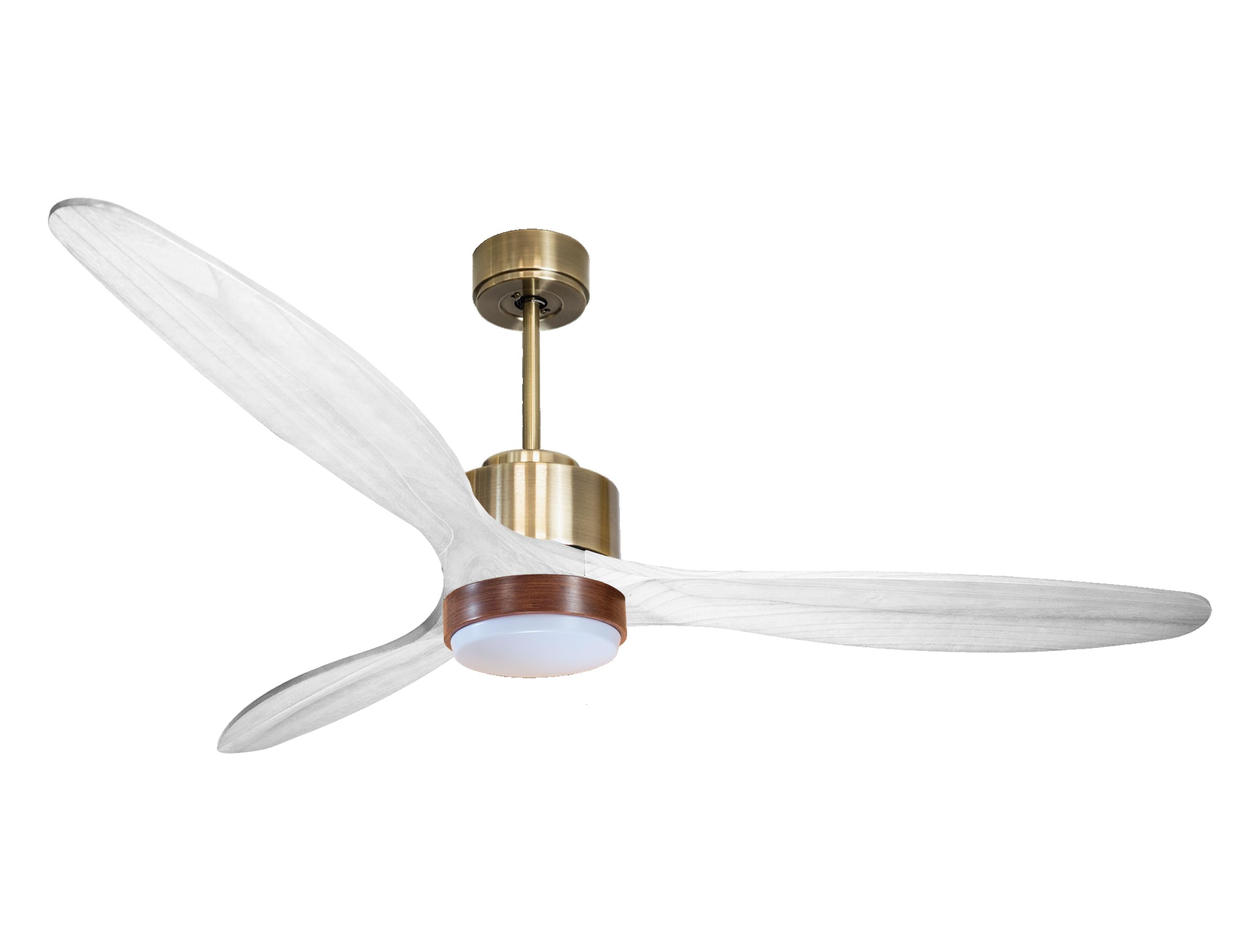Ventilateur de plafond Réversible Thermostat Dimmable Wifi Moteur à courant continu Toits en pente Télécommande Lumière à trois tons Hypersilence Mémoire
