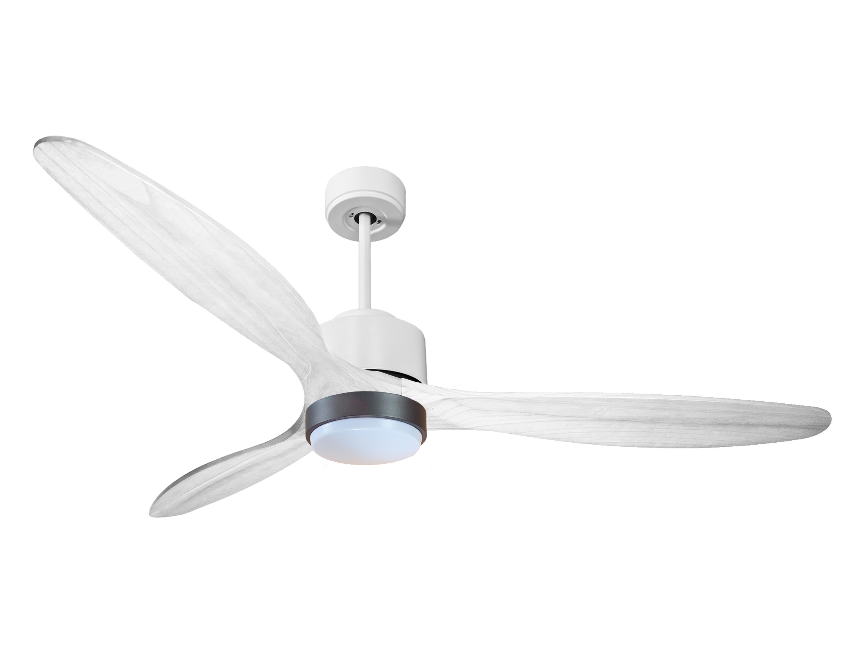 Ventilateur de plafond Réversible Thermostat Dimmable Wifi Moteur à courant continu Toits en pente Télécommande Lumière à trois tons Hypersilence Mémoire