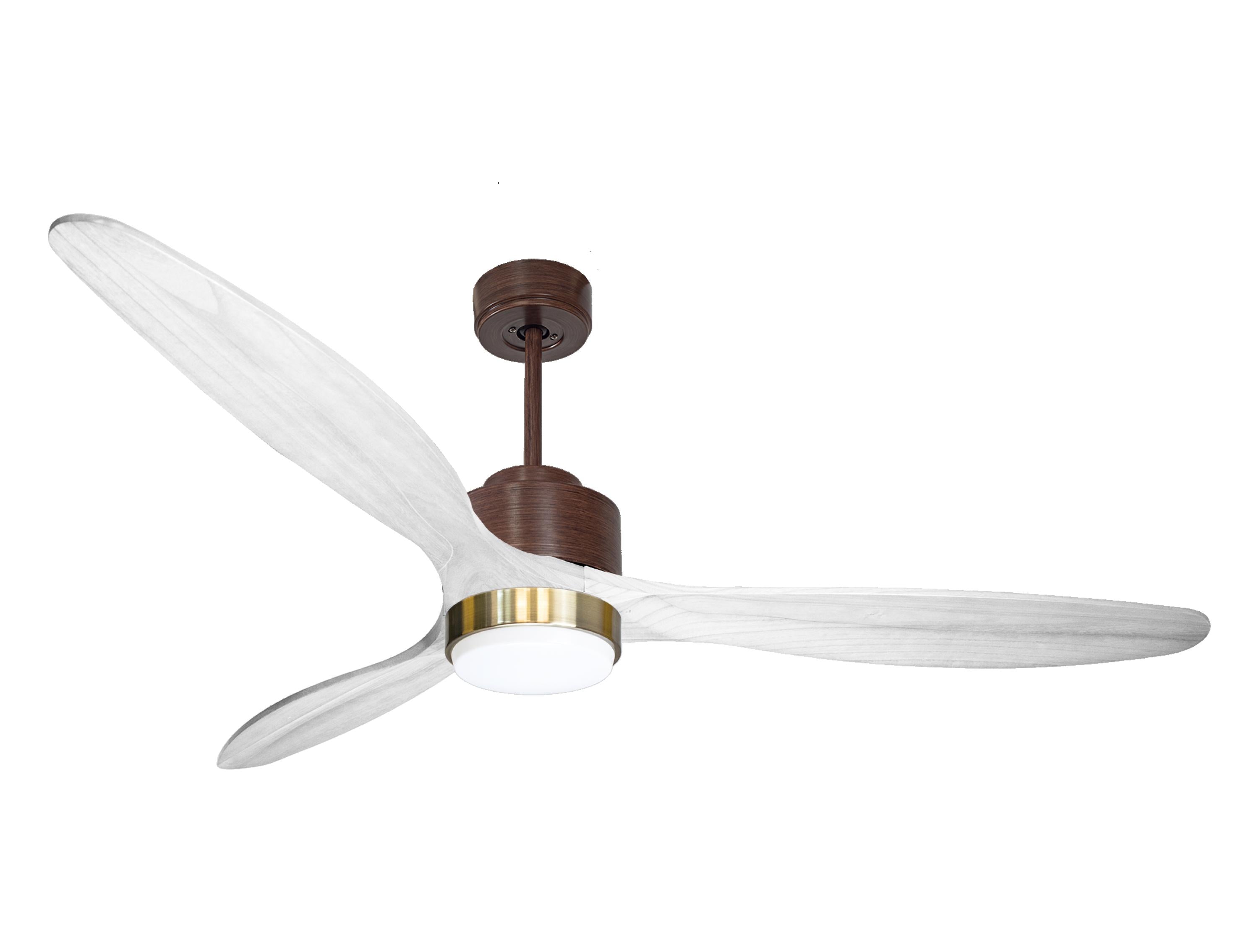 Ventilateur de plafond Réversible Thermostat Dimmable Wifi Moteur à courant continu Toits en pente Télécommande Lumière à trois tons Hypersilence Mémoire