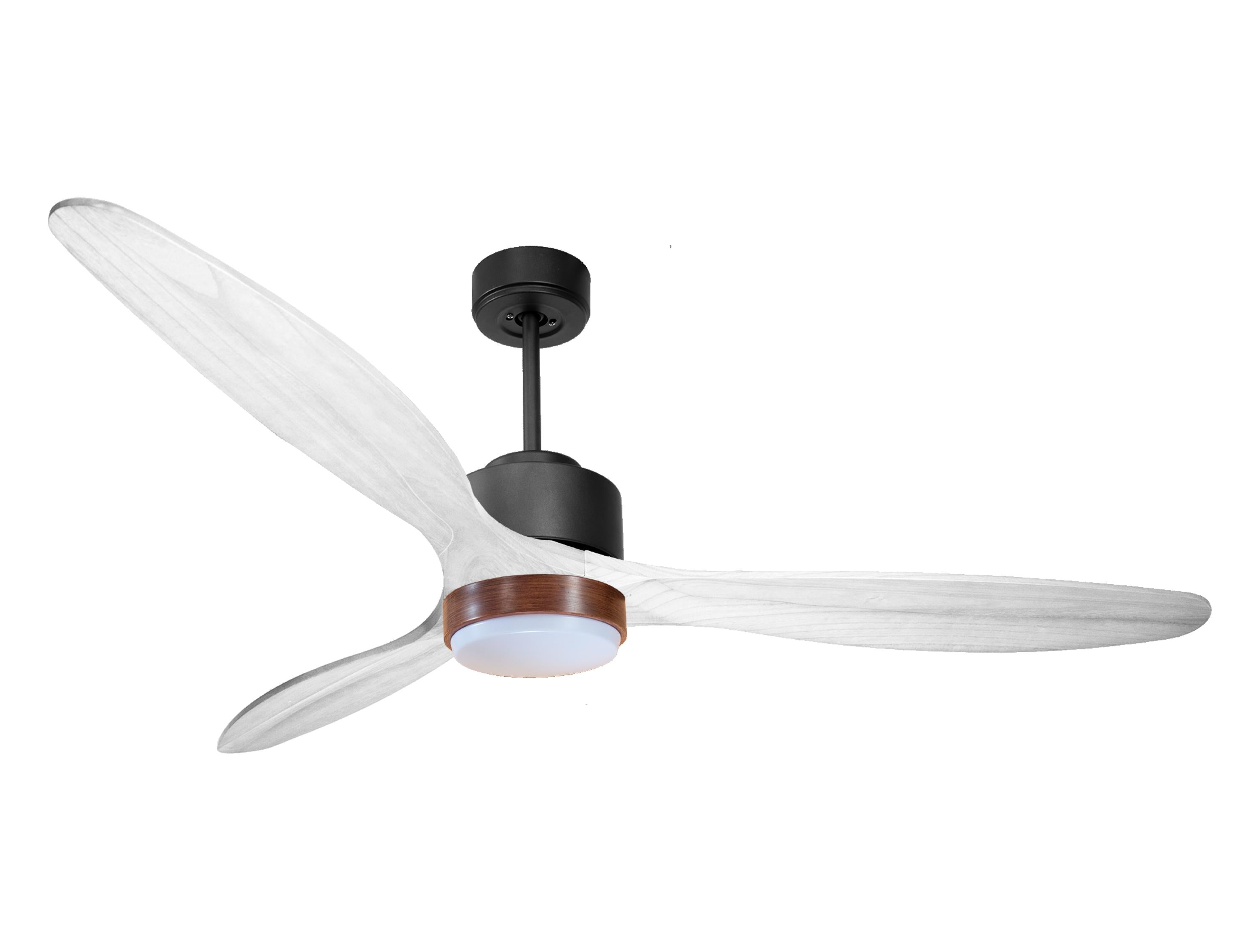 Ventilateur de plafond Réversible Thermostat Dimmable Wifi Moteur à courant continu Toits en pente Télécommande Lumière à trois tons Hypersilence Mémoire