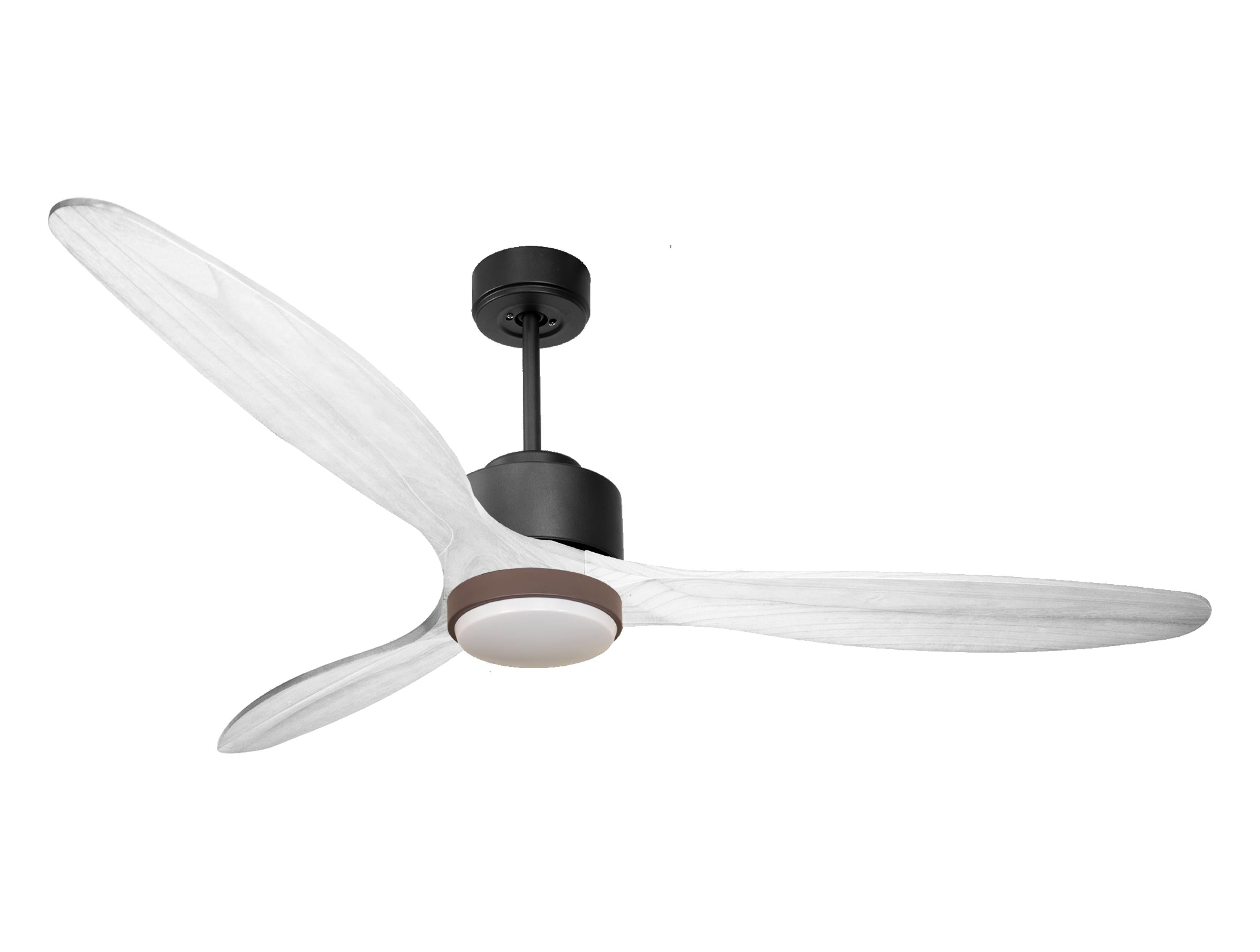 Ventilateur de plafond Réversible Thermostat Dimmable Wifi Moteur à courant continu Toits en pente Télécommande Lumière à trois tons Hypersilence Mémoire