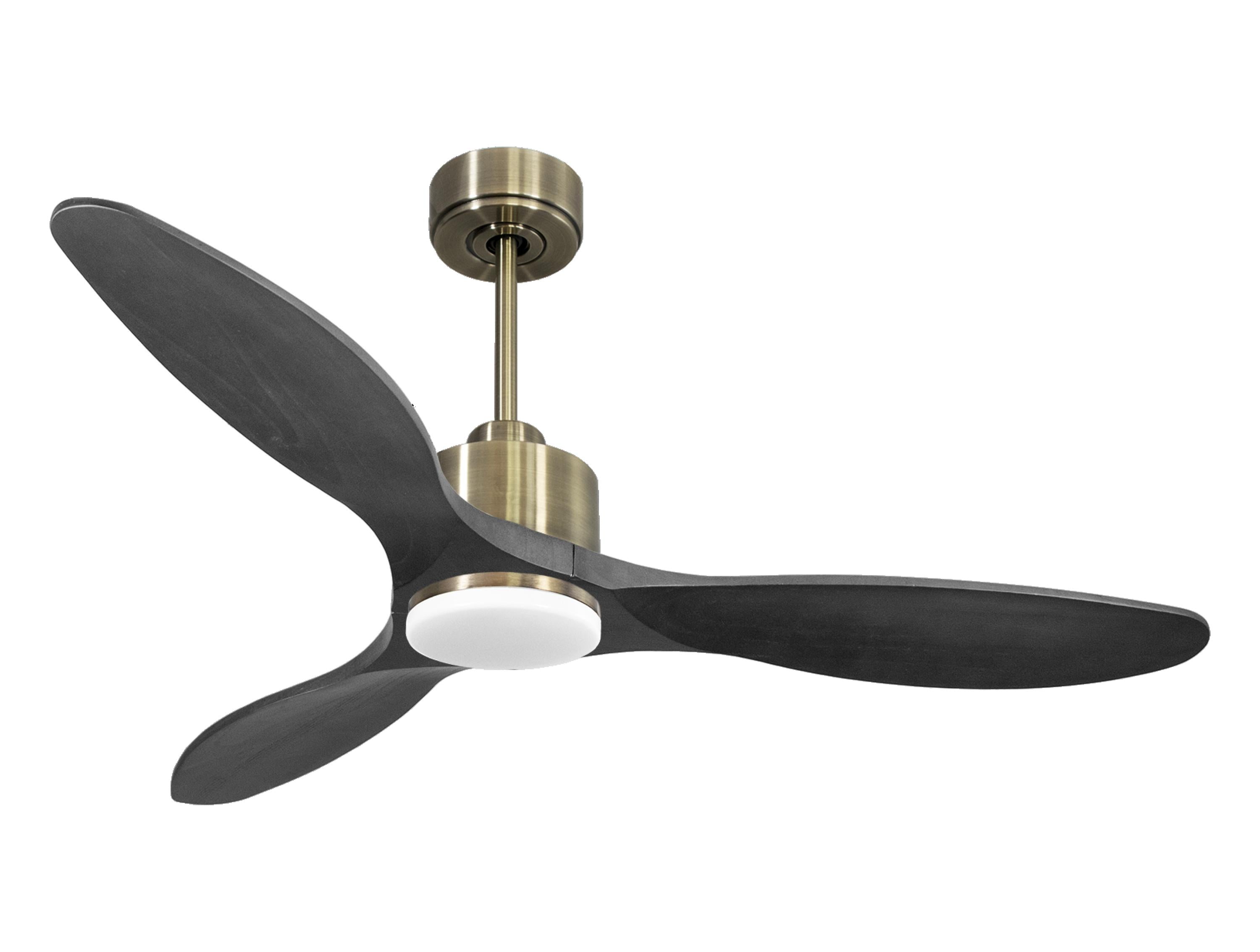 Ventilateur de plafond Réversible Thermostat Dimmable Wifi Moteur à courant continu Toits en pente Télécommande Lumière à trois tons Hypersilence Mémoire