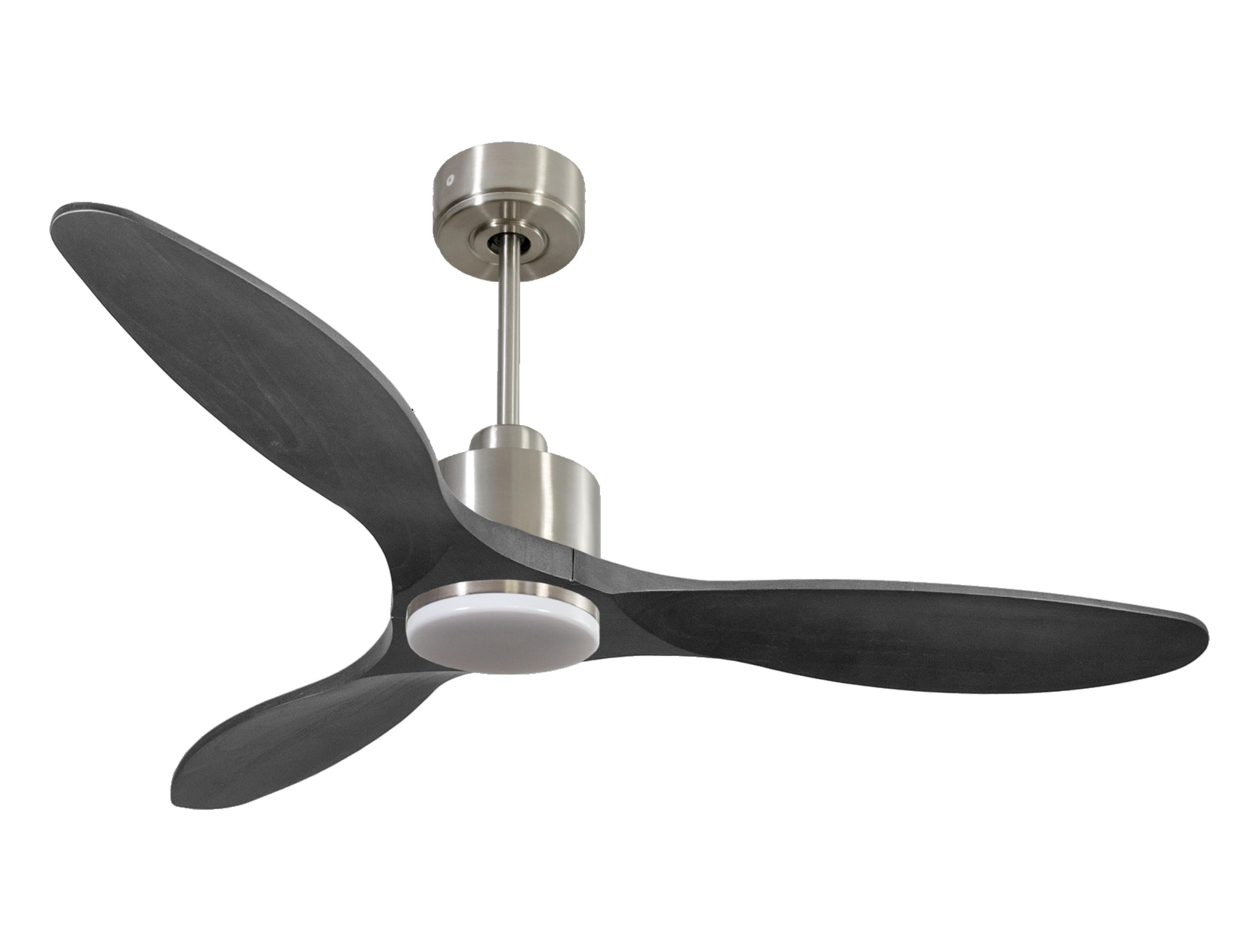 Ventilateur de plafond Réversible Thermostat Dimmable Wifi Moteur à courant continu Toits en pente Télécommande Lumière à trois tons Hypersilence Mémoire