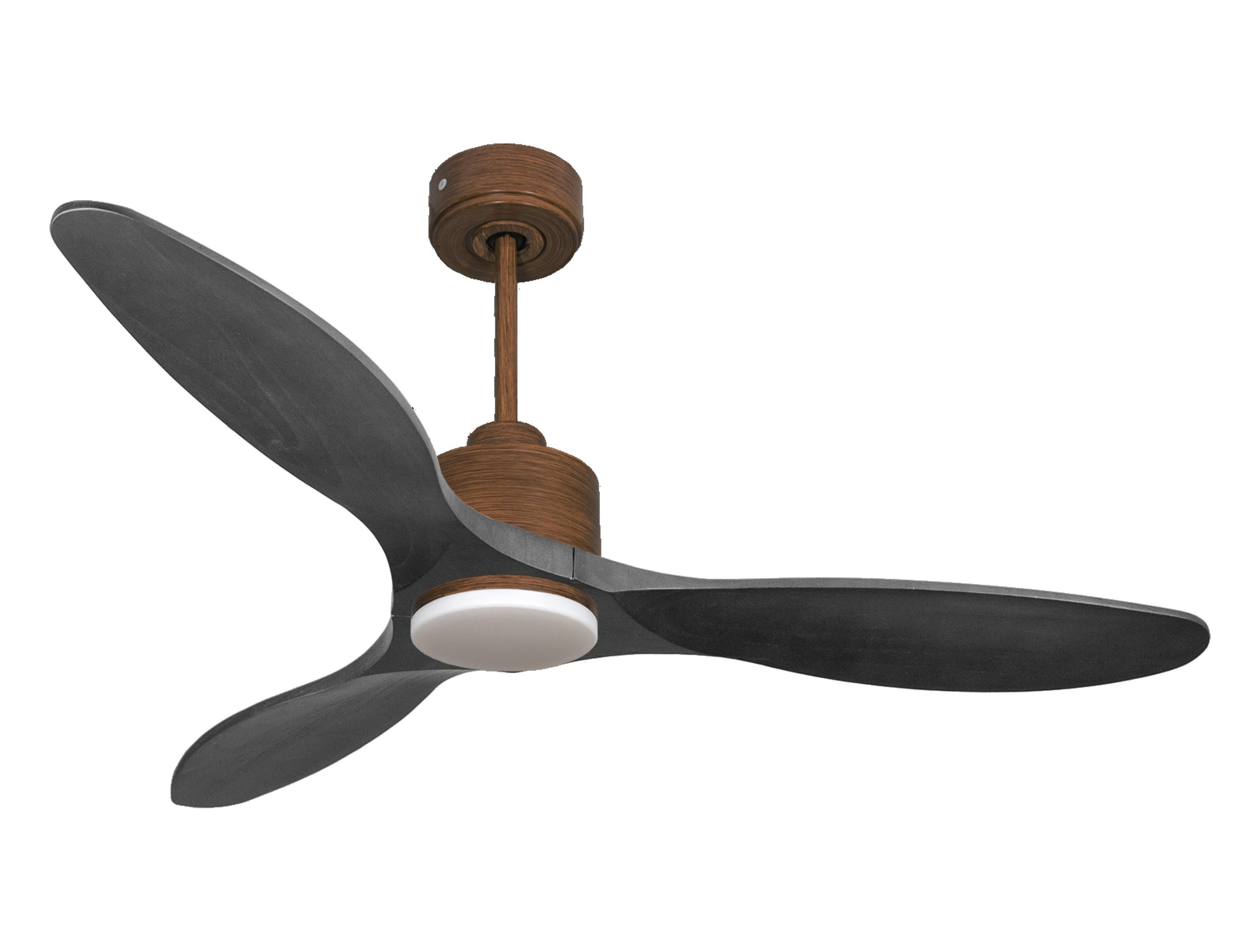 Ventilateur de plafond Réversible Thermostat Dimmable Wifi Moteur à courant continu Toits en pente Télécommande Lumière à trois tons Hypersilence Mémoire