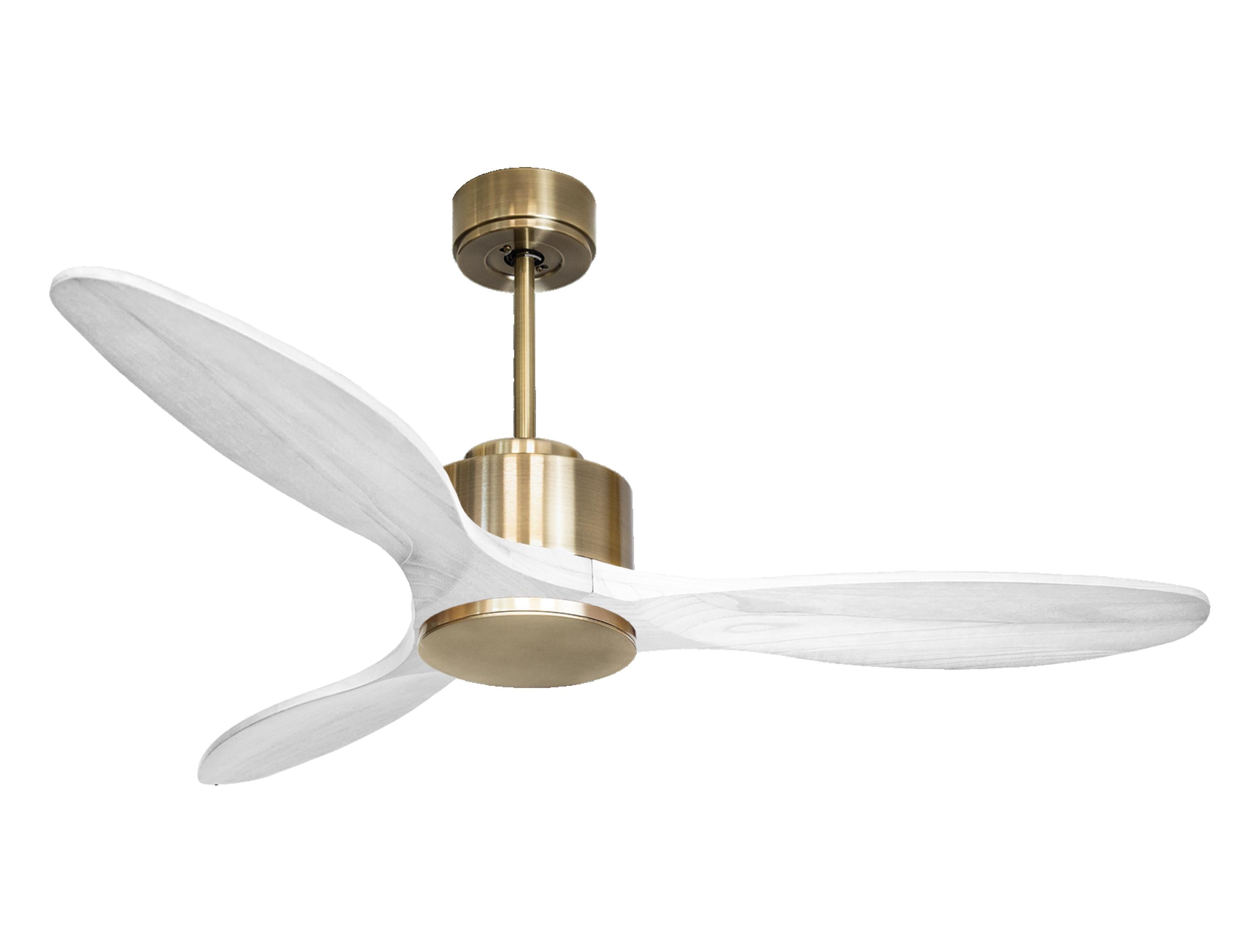 Ventilateur de plafond Réversible Thermostat Wifi Moteur à courant continu Toits en pente Télécommande Hypersilence Mémoire