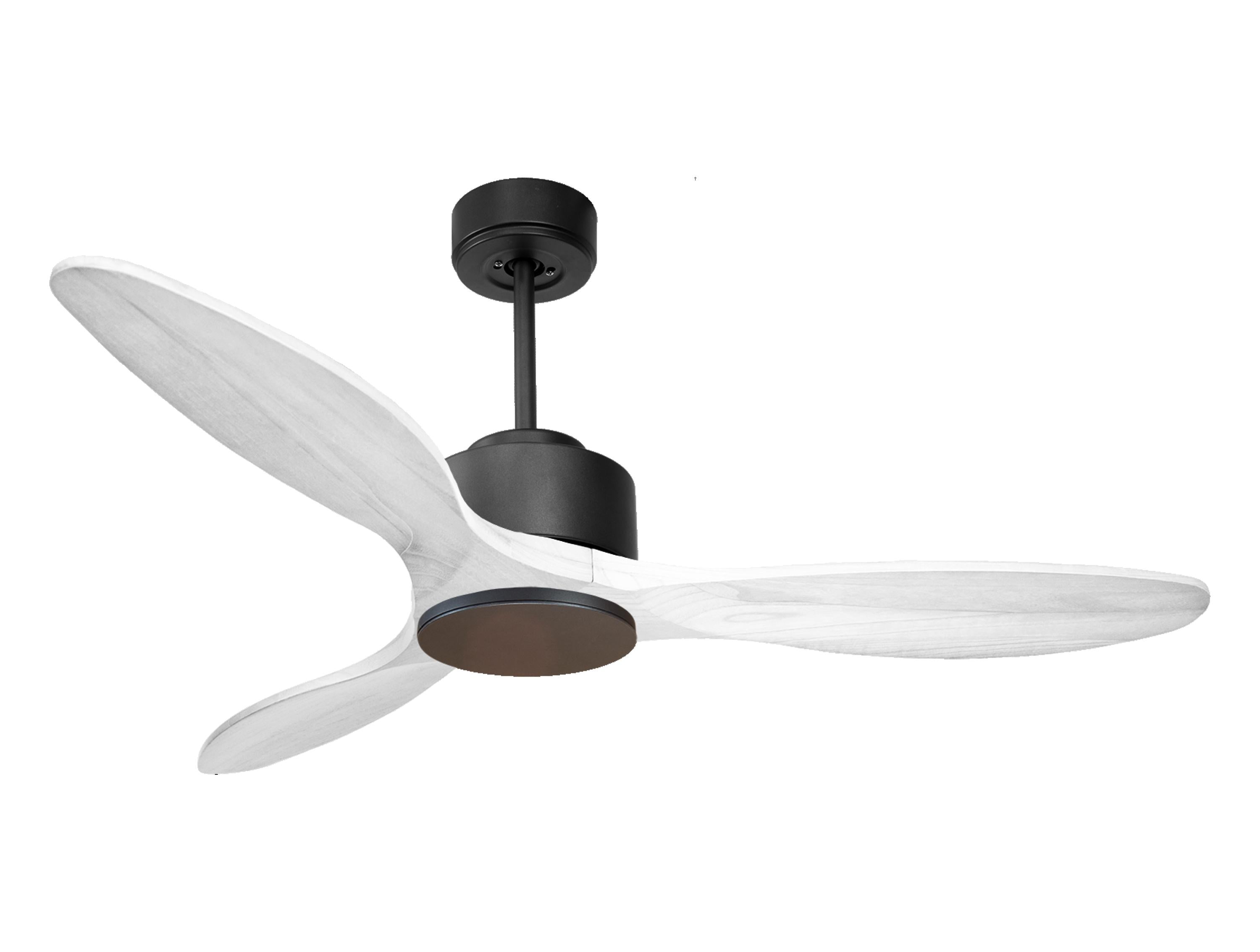 Ventilateur de plafond Réversible Thermostat Wifi Moteur à courant continu Toits en pente Télécommande Hypersilence Mémoire