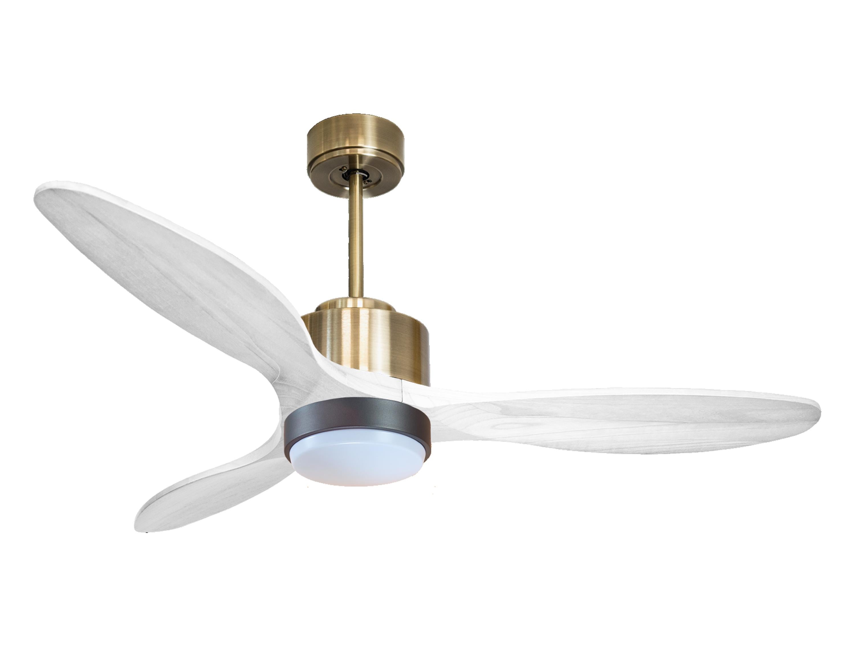 Ventilateur de plafond Réversible Thermostat Dimmable Wifi Moteur à courant continu Toits en pente Télécommande Lumière à trois tons Hypersilence Mémoire