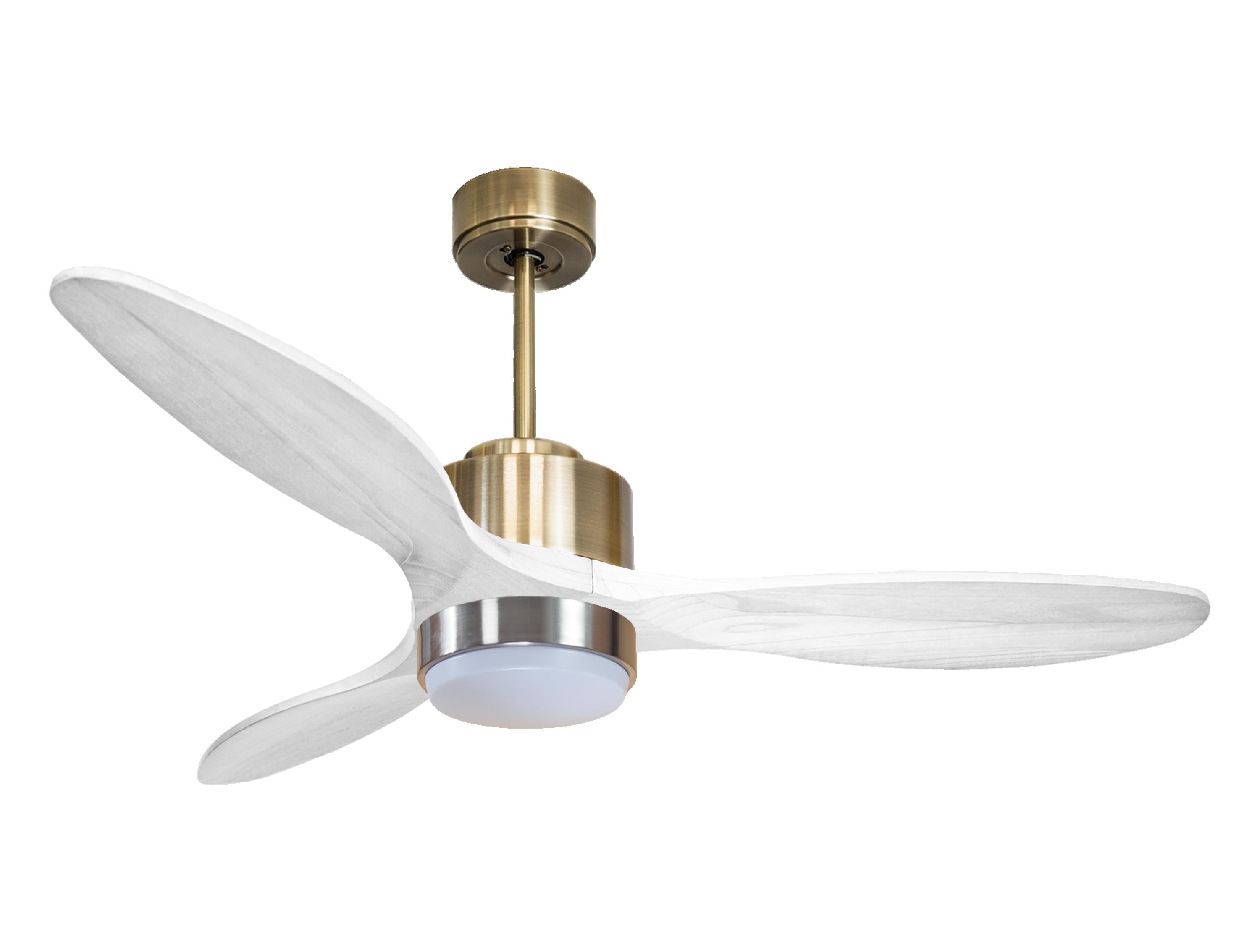 Ventilateur de plafond Réversible Thermostat Dimmable Wifi Moteur à courant continu Toits en pente Télécommande Lumière à trois tons Hypersilence Mémoire