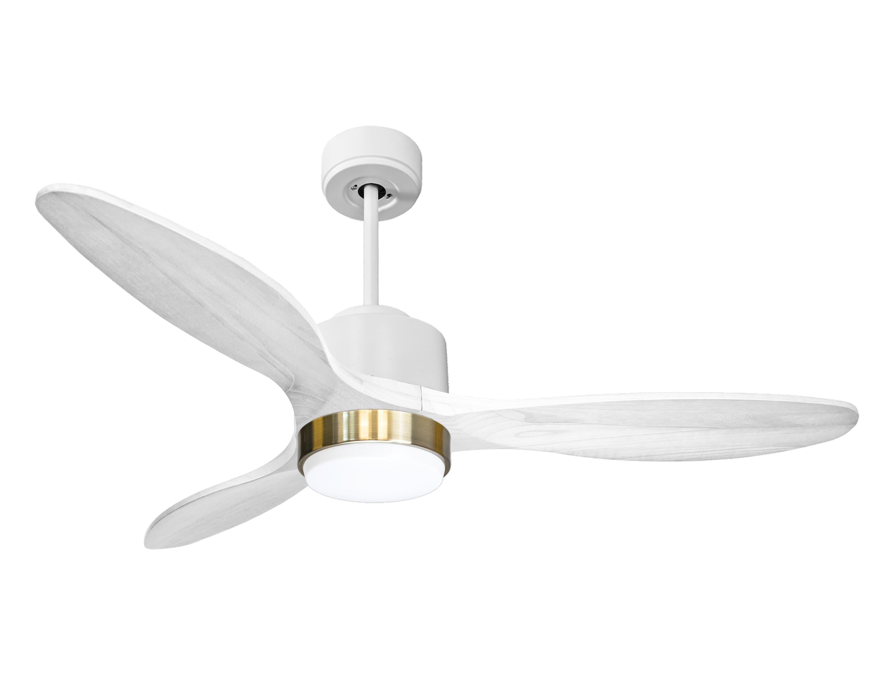 Ventilateur de plafond Réversible Thermostat Dimmable Wifi Moteur à courant continu Toits en pente Télécommande Lumière à trois tons Hypersilence Mémoire