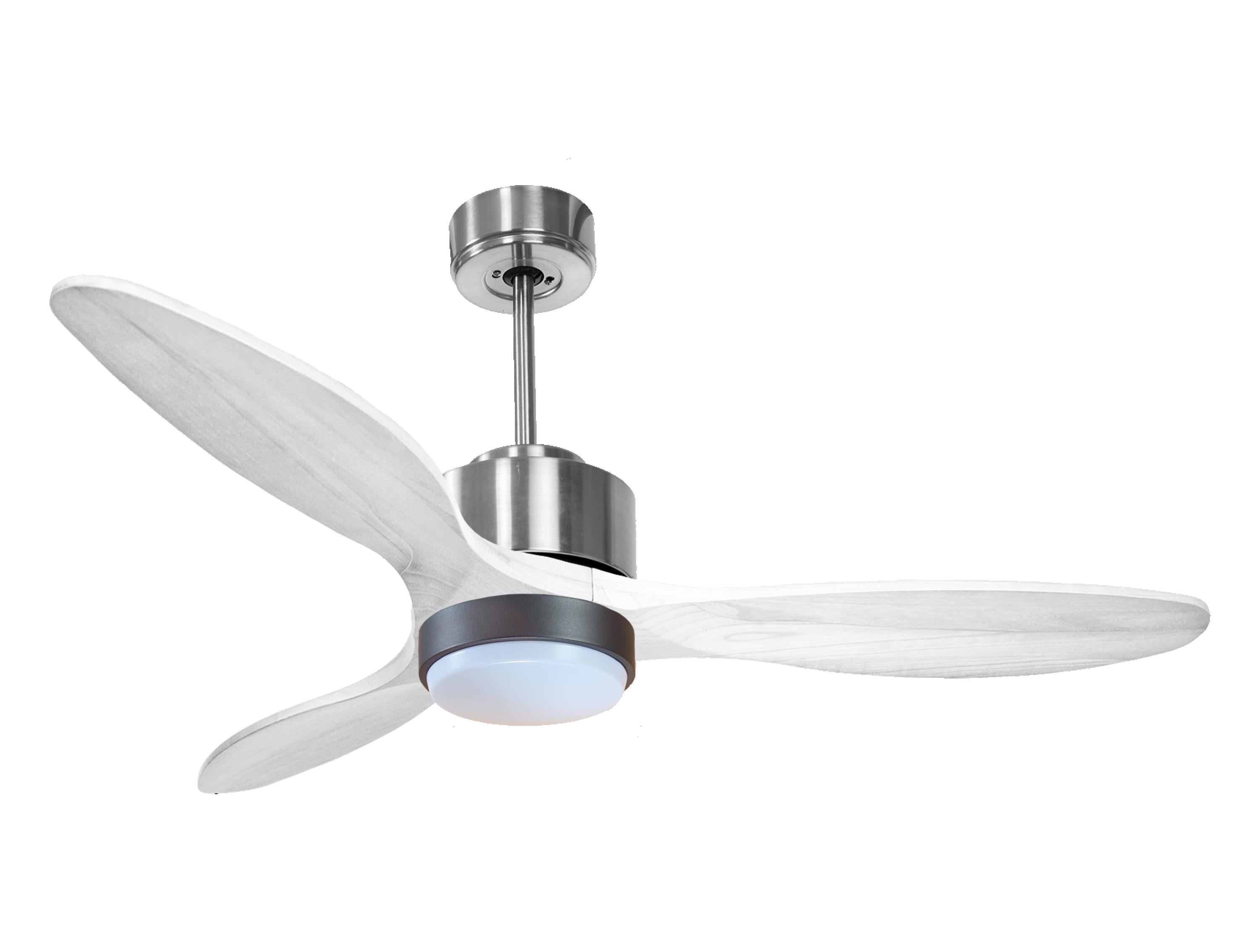 Ventilateur de plafond Réversible Thermostat Dimmable Wifi Moteur à courant continu Toits en pente Télécommande Lumière à trois tons Hypersilence Mémoire