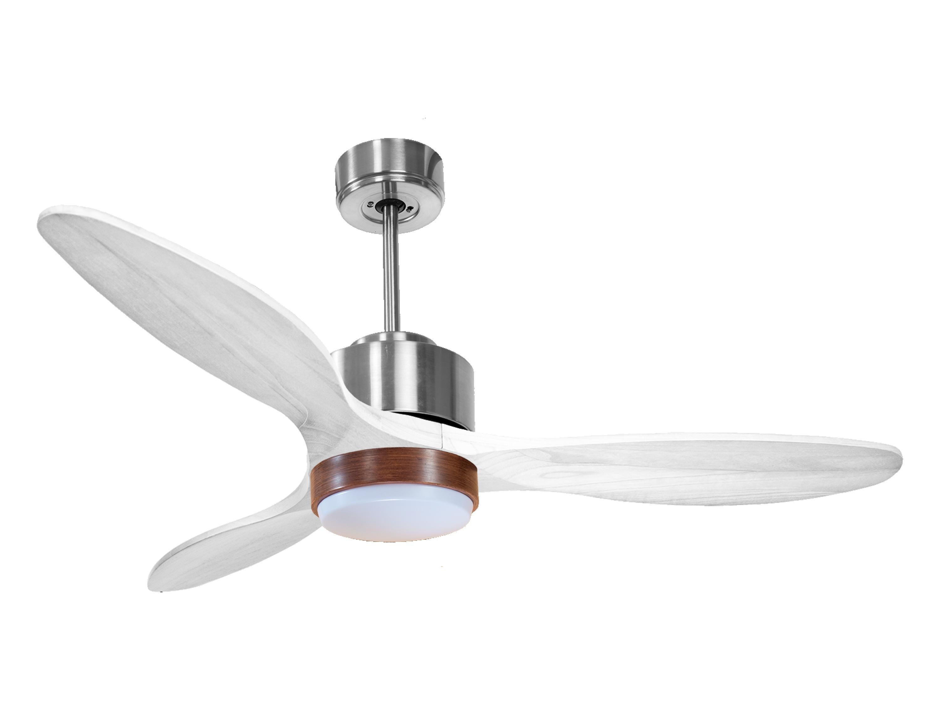 Ventilateur de plafond Réversible Thermostat Dimmable Wifi Moteur à courant continu Toits en pente Télécommande Lumière à trois tons Hypersilence Mémoire