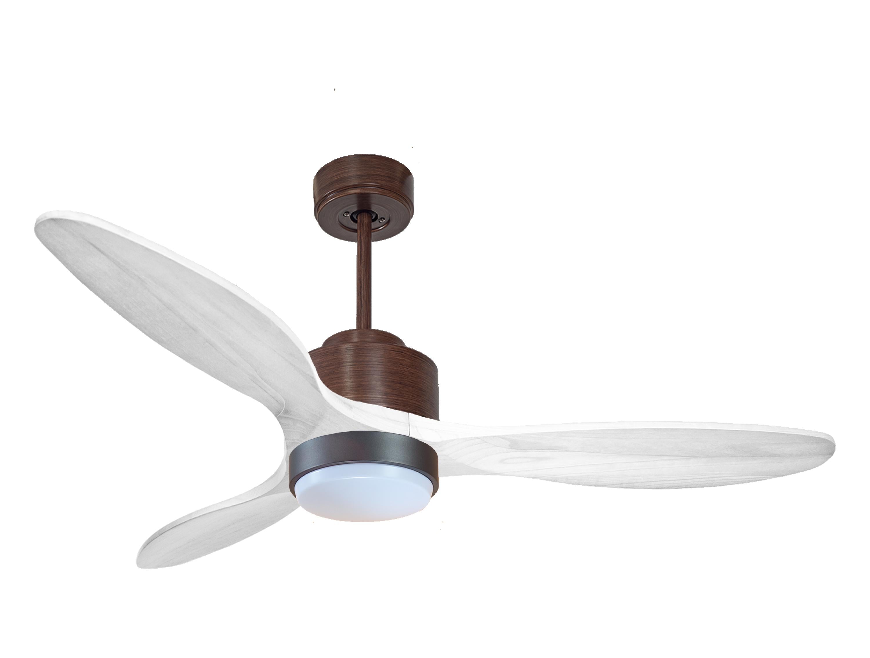 Ventilateur de plafond Réversible Thermostat Dimmable Wifi Moteur à courant continu Toits en pente Télécommande Lumière à trois tons Hypersilence Mémoire