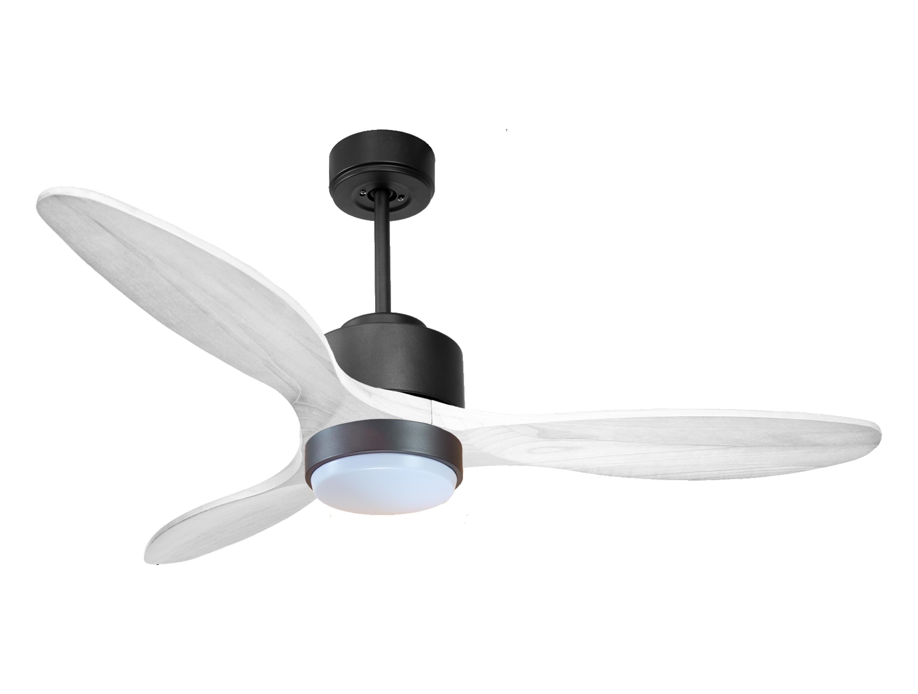 Ventilateur de plafond Réversible Thermostat Dimmable Wifi Moteur à courant continu Toits en pente Télécommande Lumière à trois tons Hypersilence Mémoire