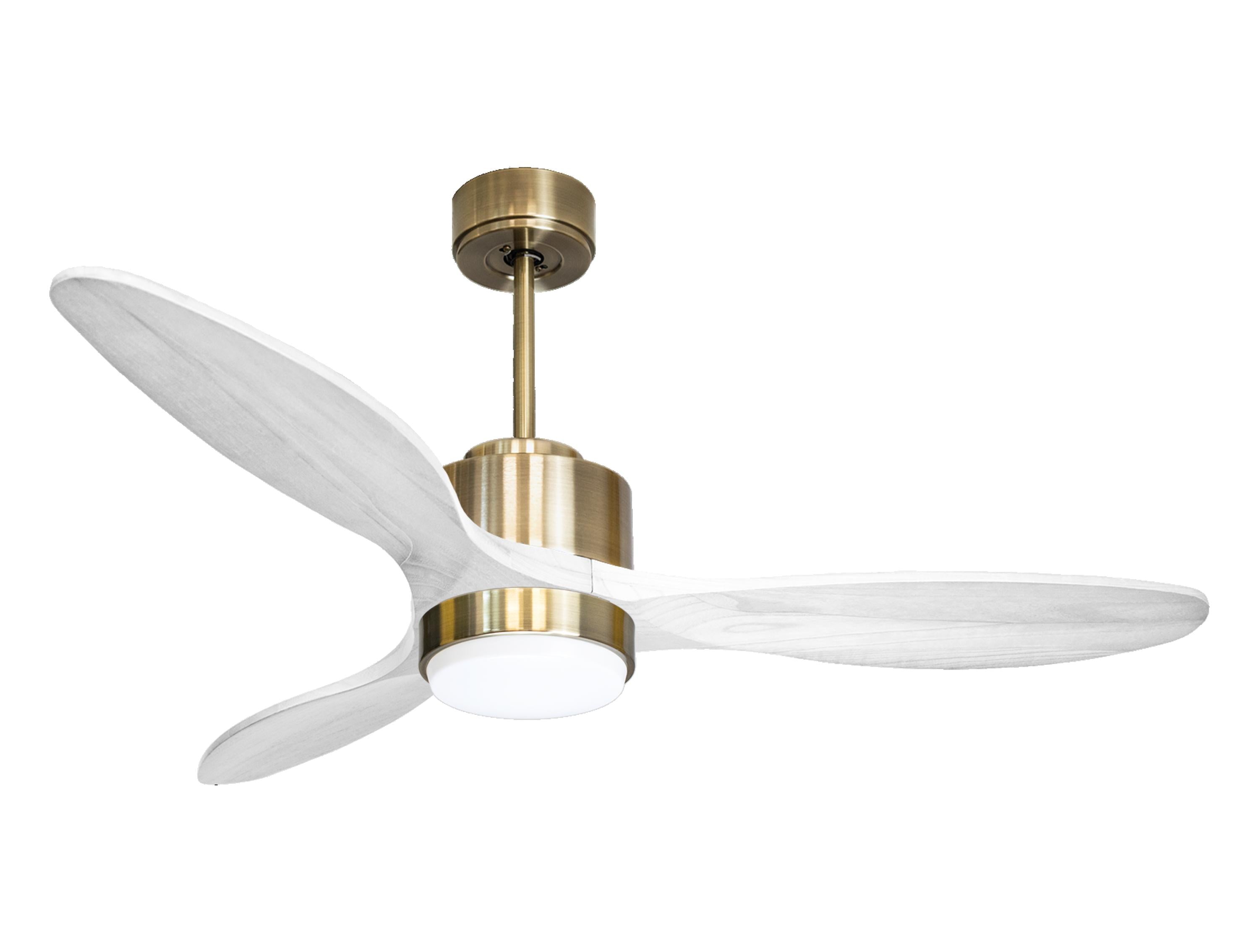 Ventilateur de plafond Réversible Thermostat Dimmable Wifi Moteur à courant continu Toits en pente Télécommande Lumière à trois tons Hypersilence Mémoire