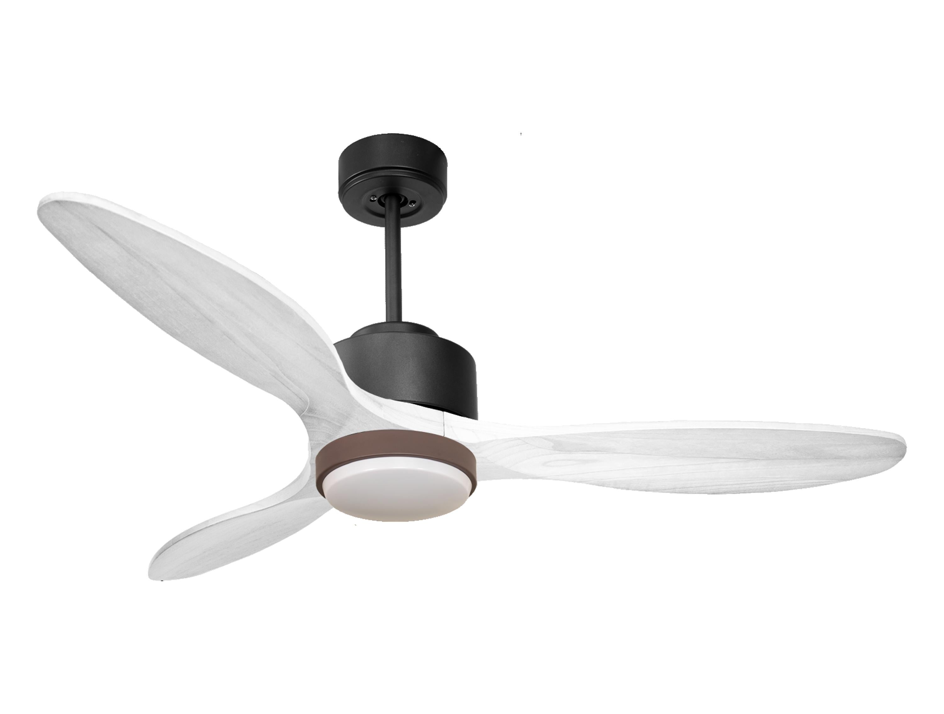 Ventilateur de plafond Réversible Thermostat Dimmable Wifi Moteur à courant continu Toits en pente Télécommande Lumière à trois tons Hypersilence Mémoire
