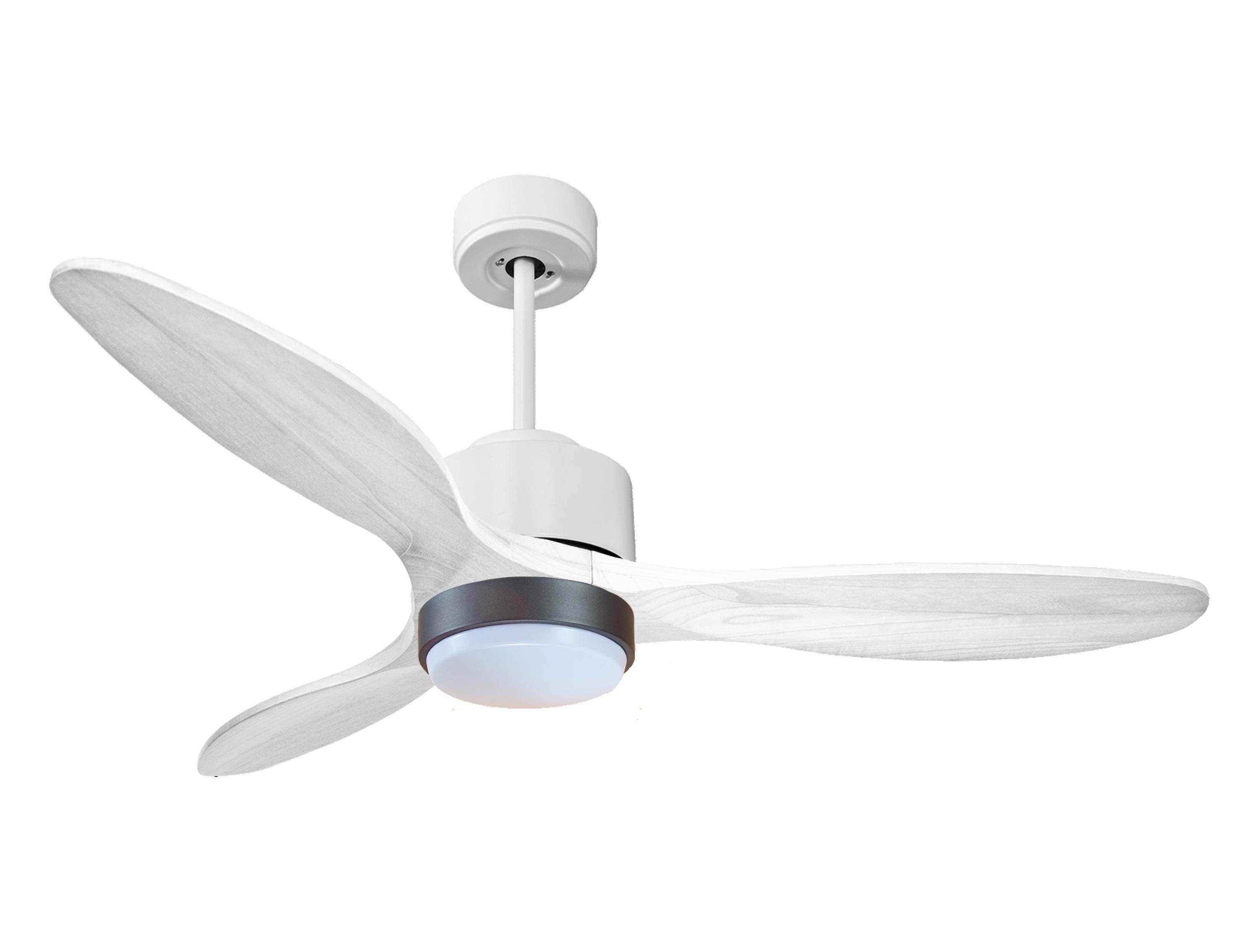 Ventilateur de plafond Réversible Thermostat Dimmable Wifi Moteur à courant continu Toits en pente Télécommande Lumière à trois tons Hypersilence Mémoire