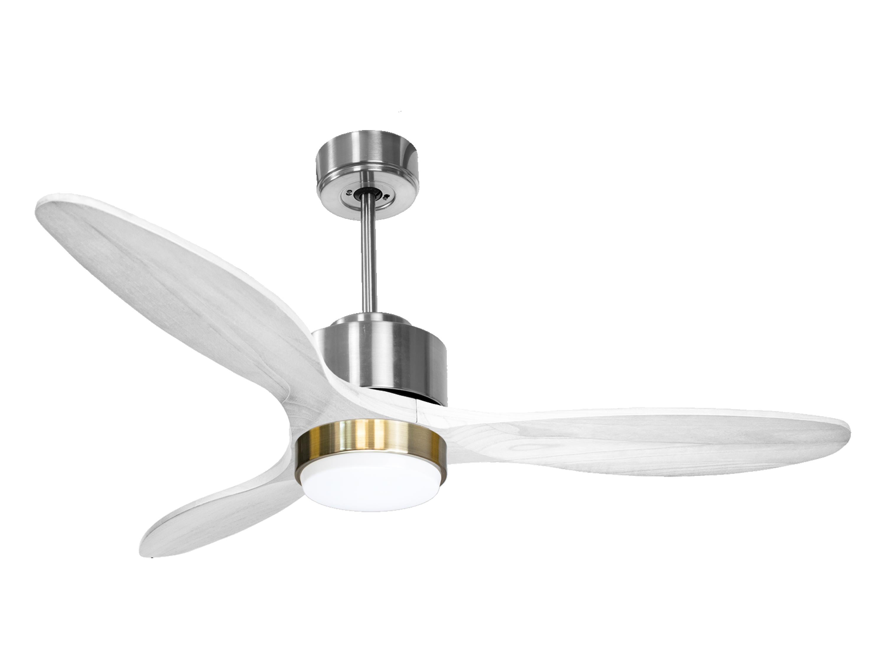 Ventilateur de plafond Réversible Thermostat Dimmable Wifi Moteur à courant continu Toits en pente Télécommande Lumière à trois tons Hypersilence Mémoire