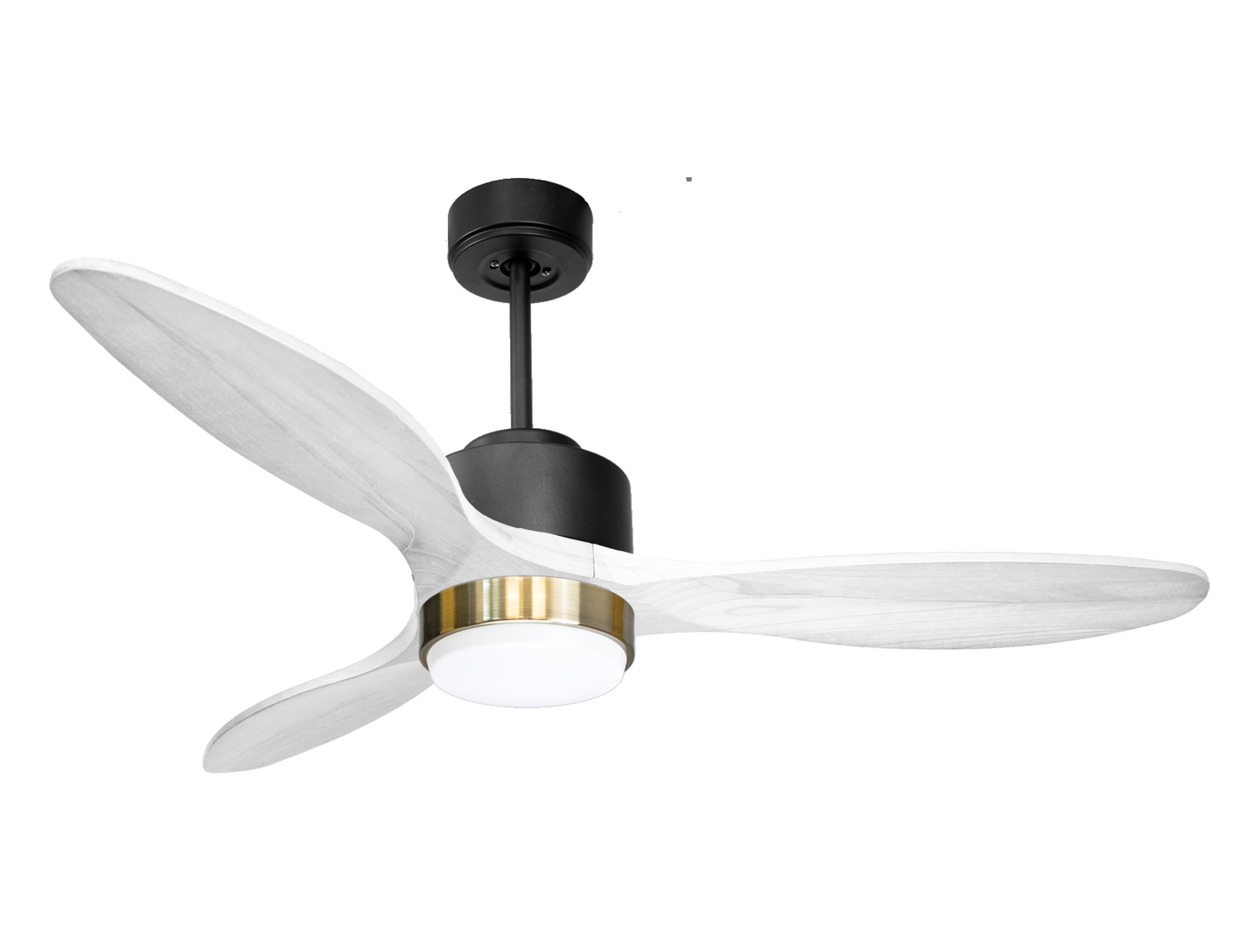 Ventilateur de plafond Réversible Thermostat Dimmable Wifi Moteur à courant continu Toits en pente Télécommande Lumière à trois tons Hypersilence Mémoire