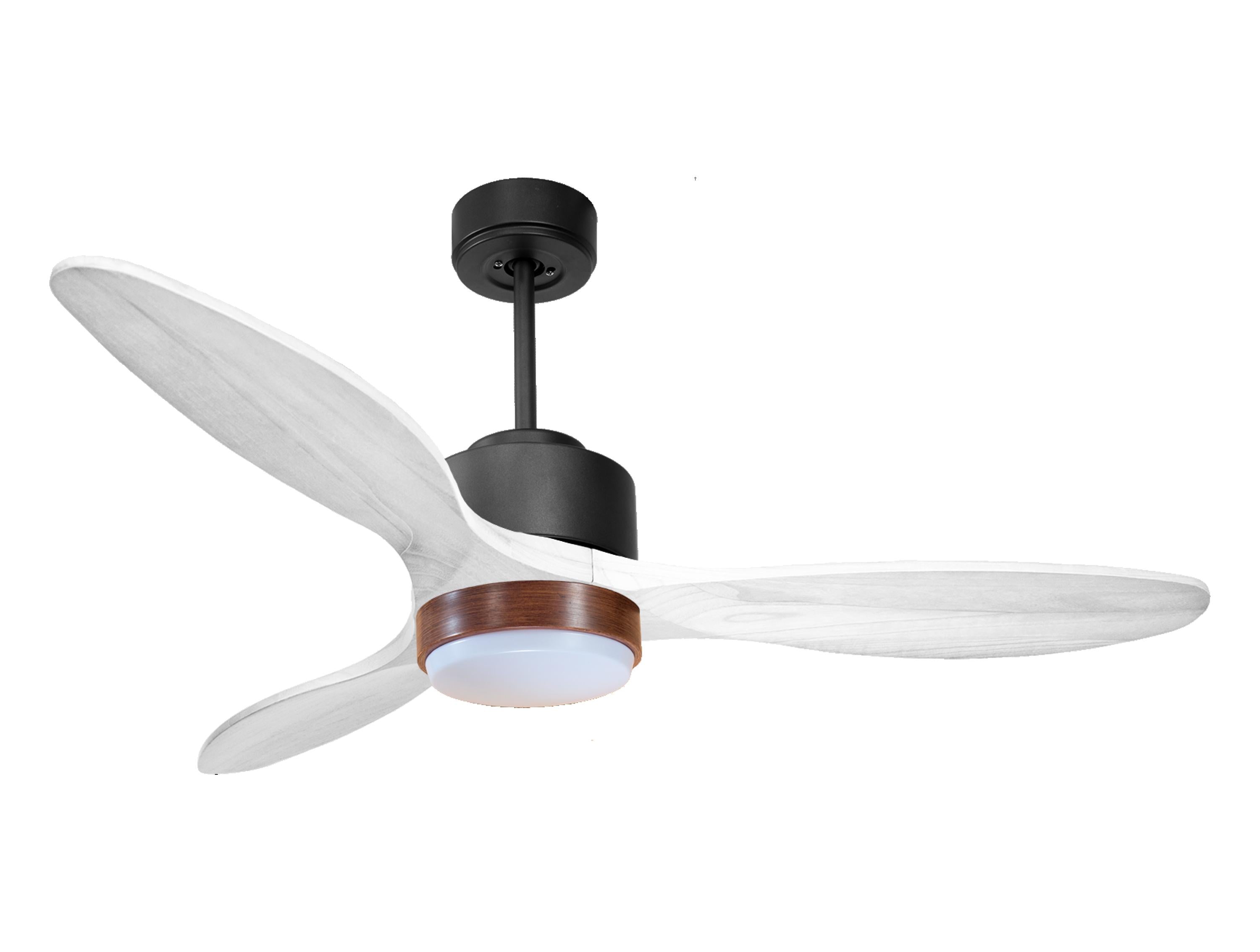 Ventilateur de plafond Réversible Thermostat Dimmable Wifi Moteur à courant continu Toits en pente Télécommande Lumière à trois tons Hypersilence Mémoire