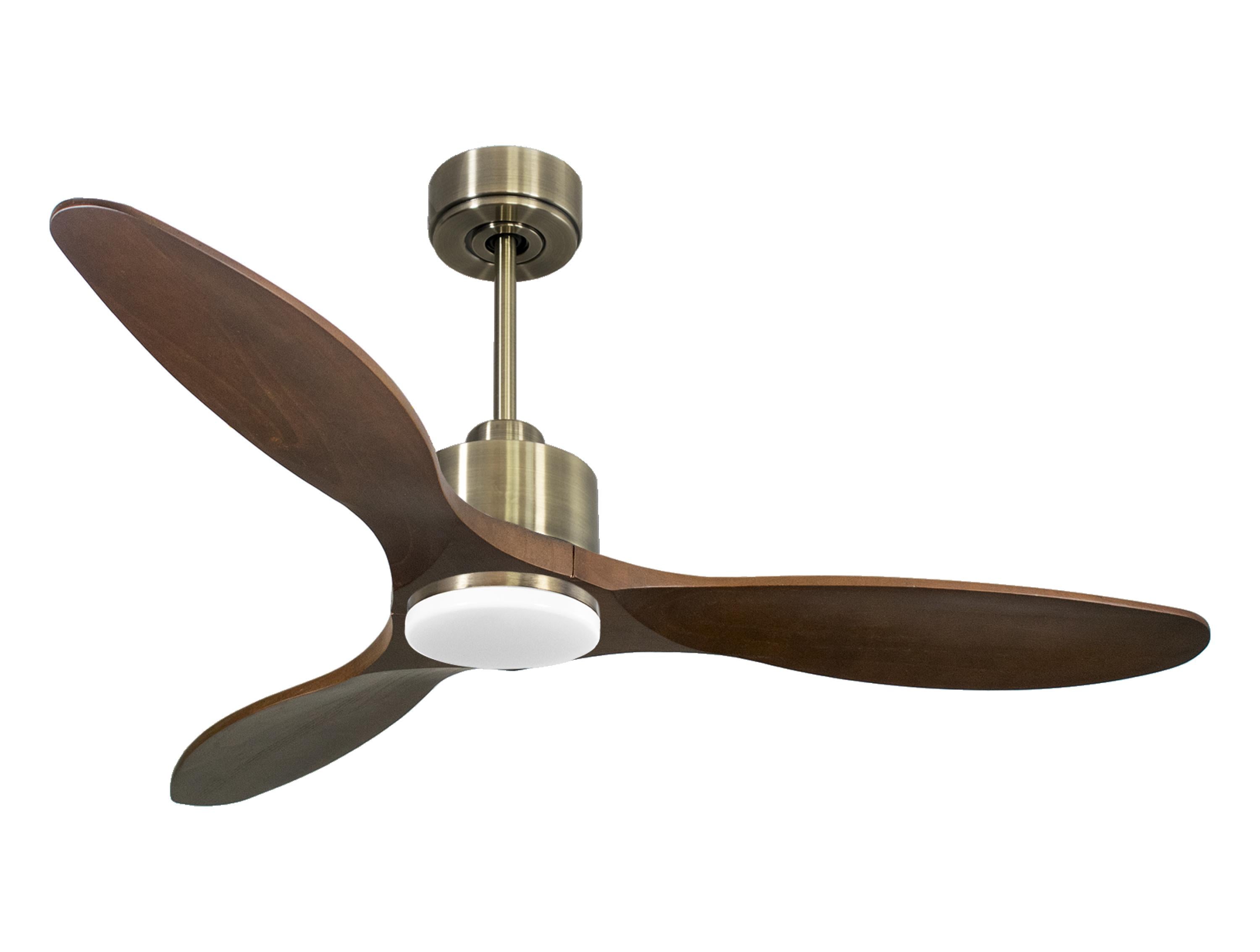 Ventilateur de plafond Réversible Thermostat Dimmable Wifi Moteur à courant continu Toits en pente Télécommande Lumière à trois tons Hypersilence Mémoire