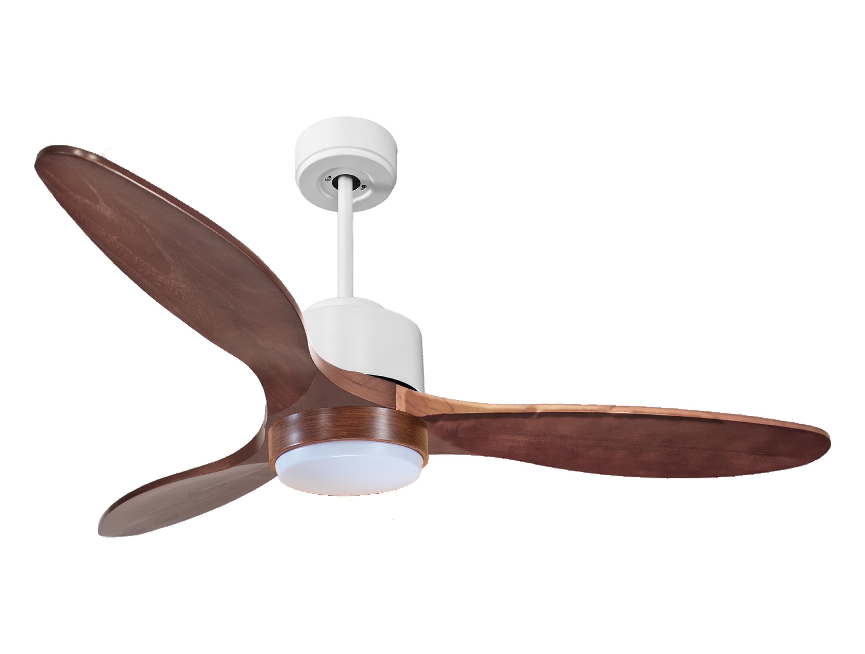 Ventilateur de plafond Réversible Thermostat Dimmable Wifi Moteur à courant continu Toits en pente Télécommande Lumière à trois tons Hypersilence Mémoire