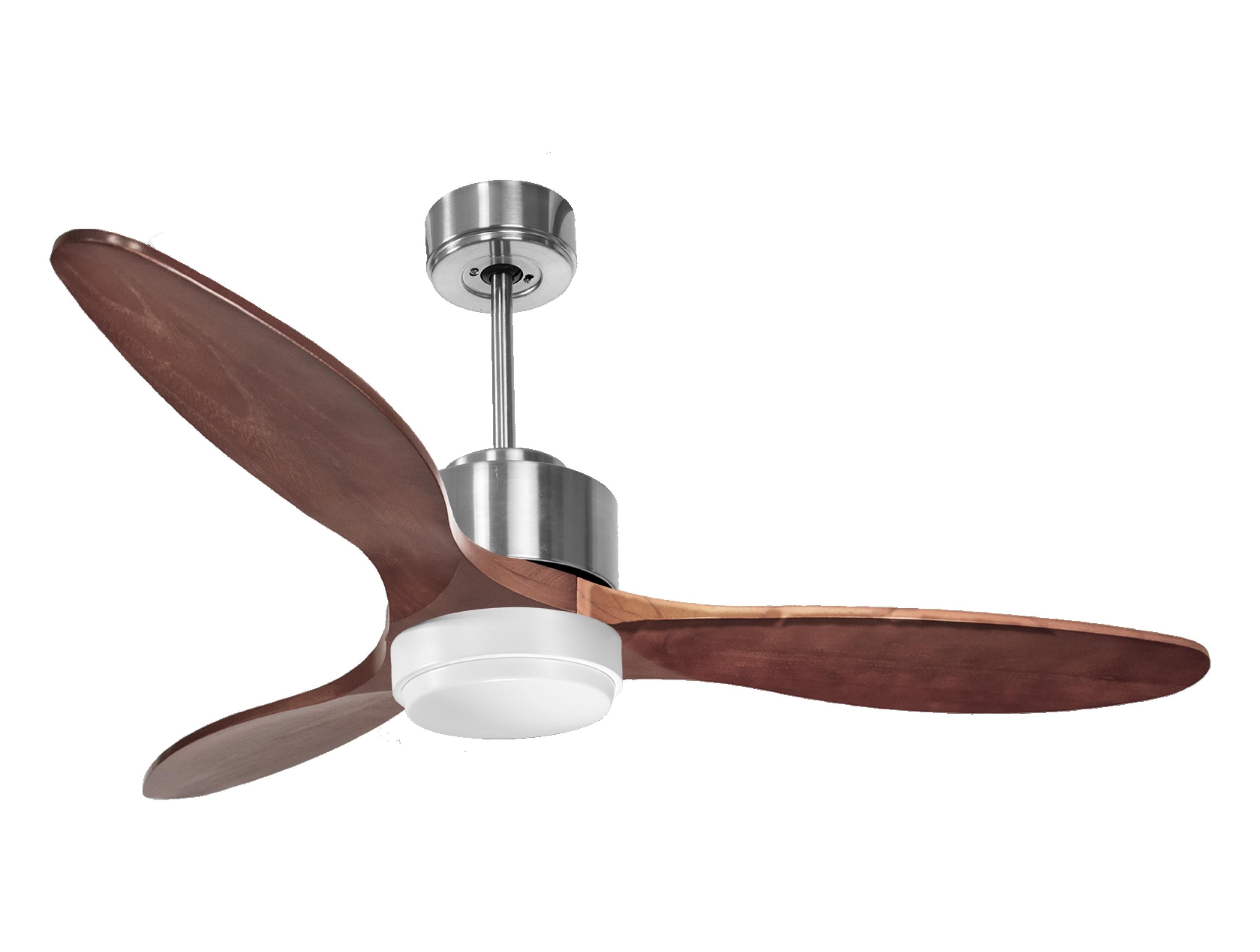 Ventilateur de plafond Réversible Thermostat Dimmable Wifi Moteur à courant continu Toits en pente Télécommande Lumière à trois tons Hypersilence Mémoire