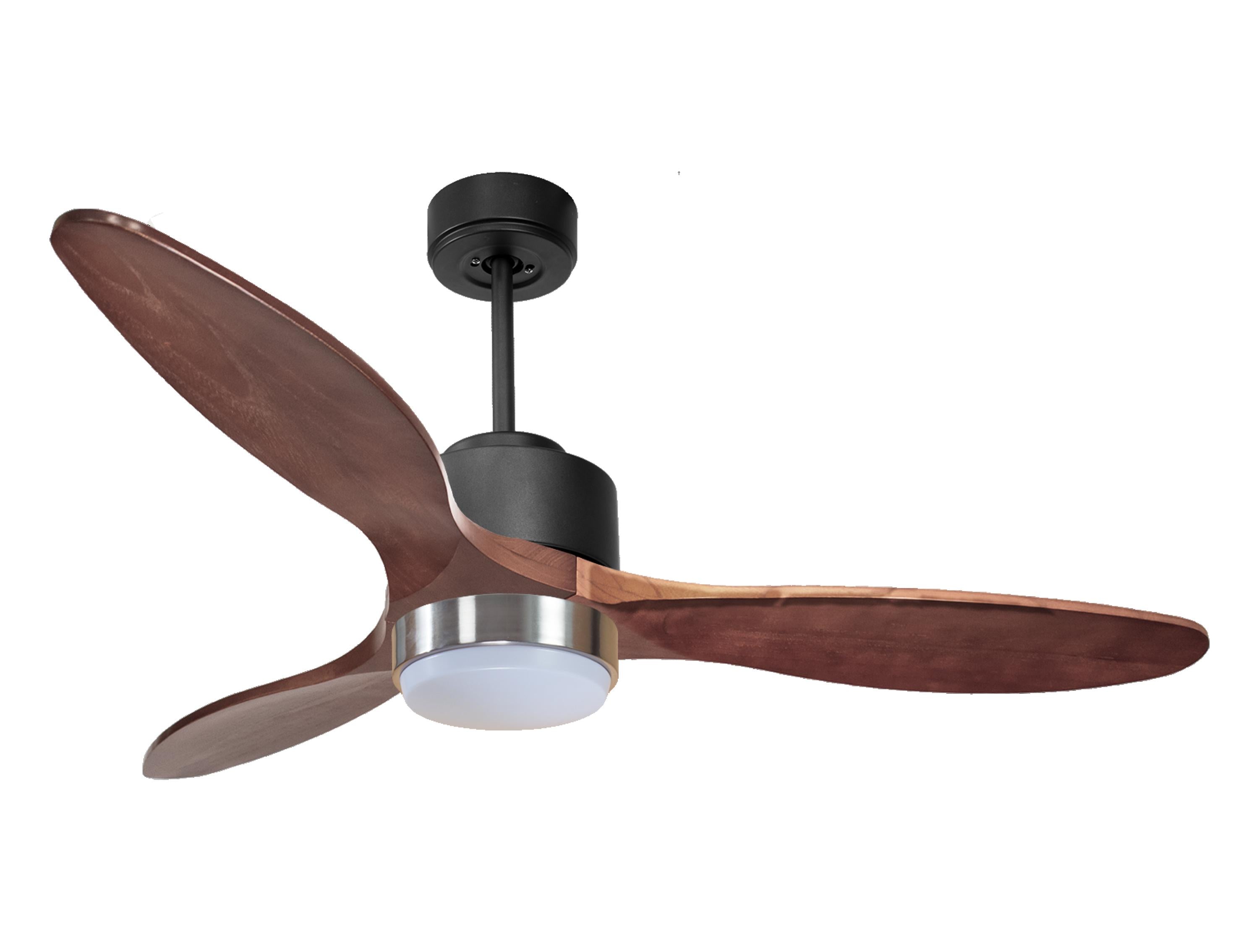 Ventilateur de plafond Réversible Thermostat Dimmable Wifi Moteur à courant continu Toits en pente Télécommande Lumière à trois tons Hypersilence Mémoire