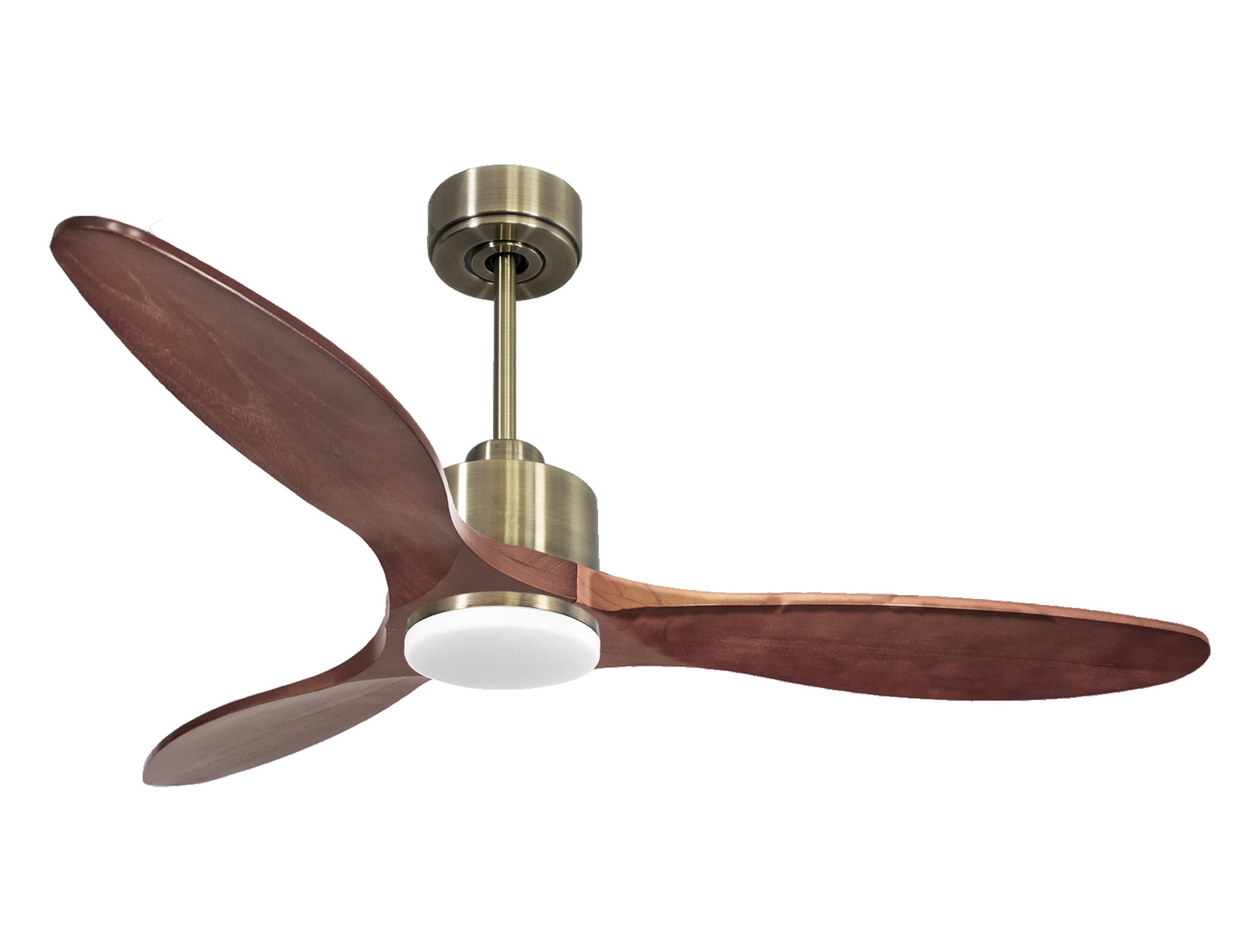 Ventilateur de plafond Réversible Thermostat Dimmable Wifi Moteur à courant continu Toits en pente Télécommande Lumière à trois tons Hypersilence Mémoire