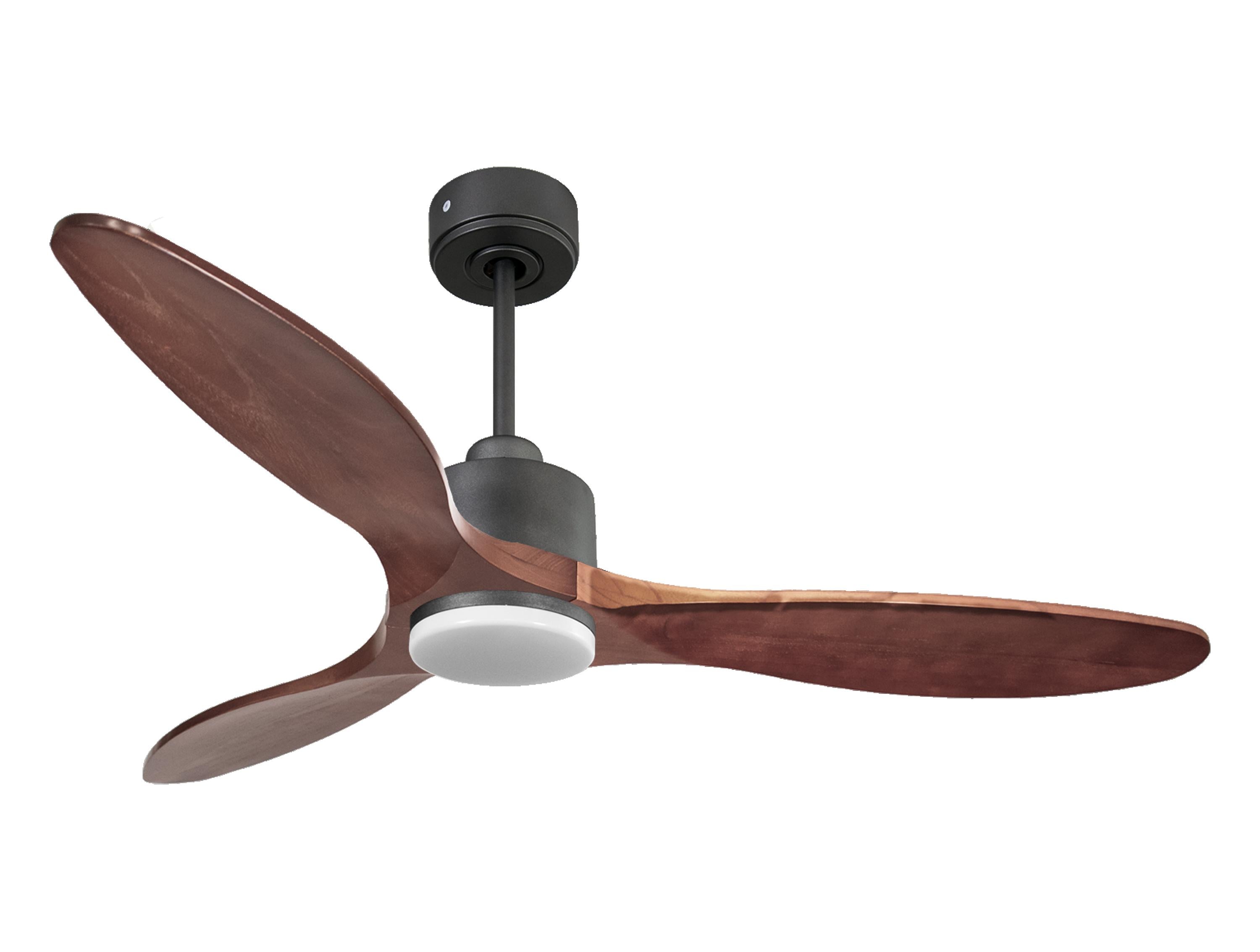 Ventilateur de plafond Réversible Thermostat Dimmable Wifi Moteur à courant continu Toits en pente Télécommande Lumière à trois tons Hypersilence Mémoire