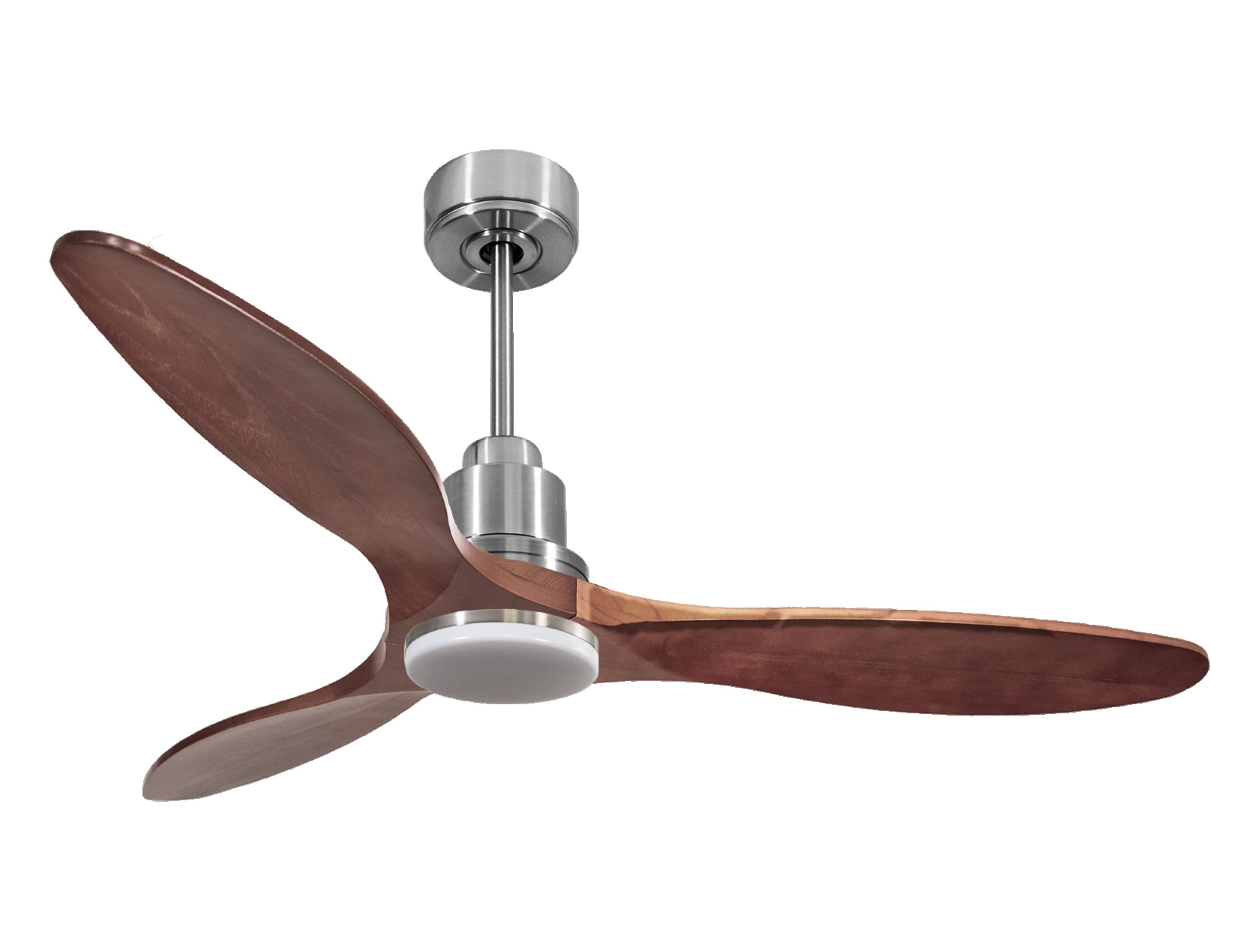 Ventilateur de plafond Réversible Thermostat Dimmable Wifi Moteur à courant continu Toits en pente Télécommande Lumière à trois tons Hypersilence Mémoire