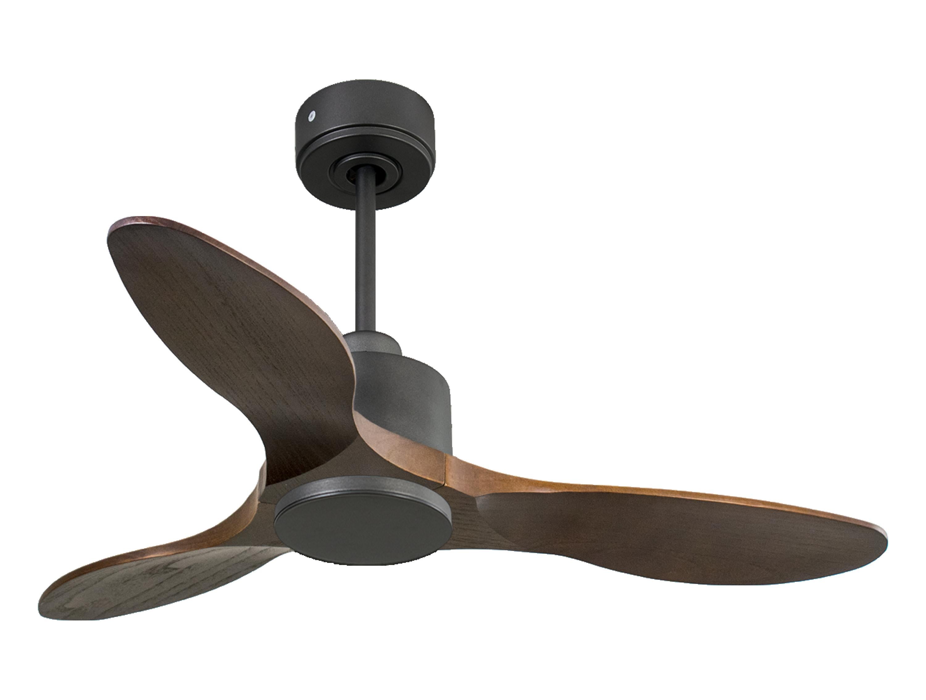 Ventilateur de plafond Réversible Thermostat Wifi Moteur à courant continu Toits en pente Télécommande Hypersilence Mémoire