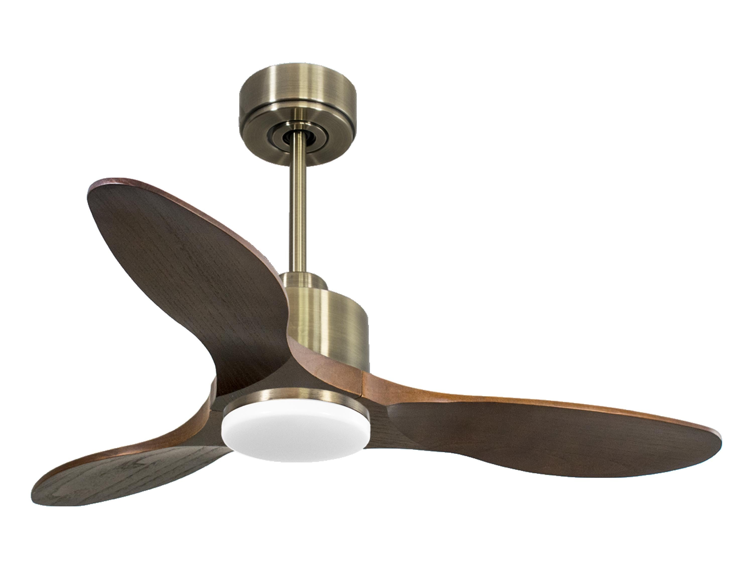 Ventilateur de plafond Réversible Thermostat Dimmable Wifi Moteur à courant continu Toits en pente Télécommande Lumière à trois tons Hypersilence Mémoire