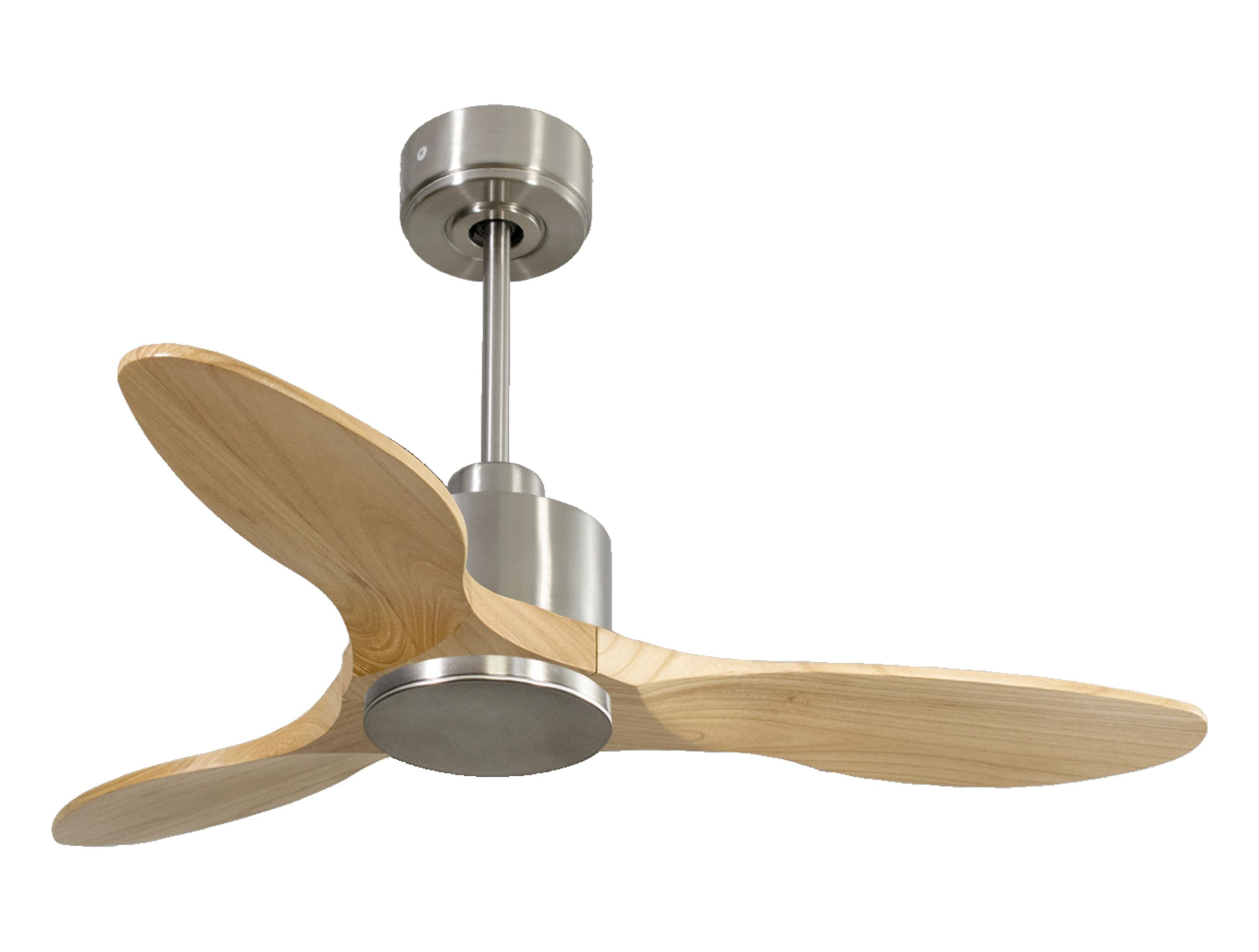 Ventilateur de plafond Réversible Thermostat Wifi Moteur à courant continu Toits en pente Télécommande Hypersilence Mémoire