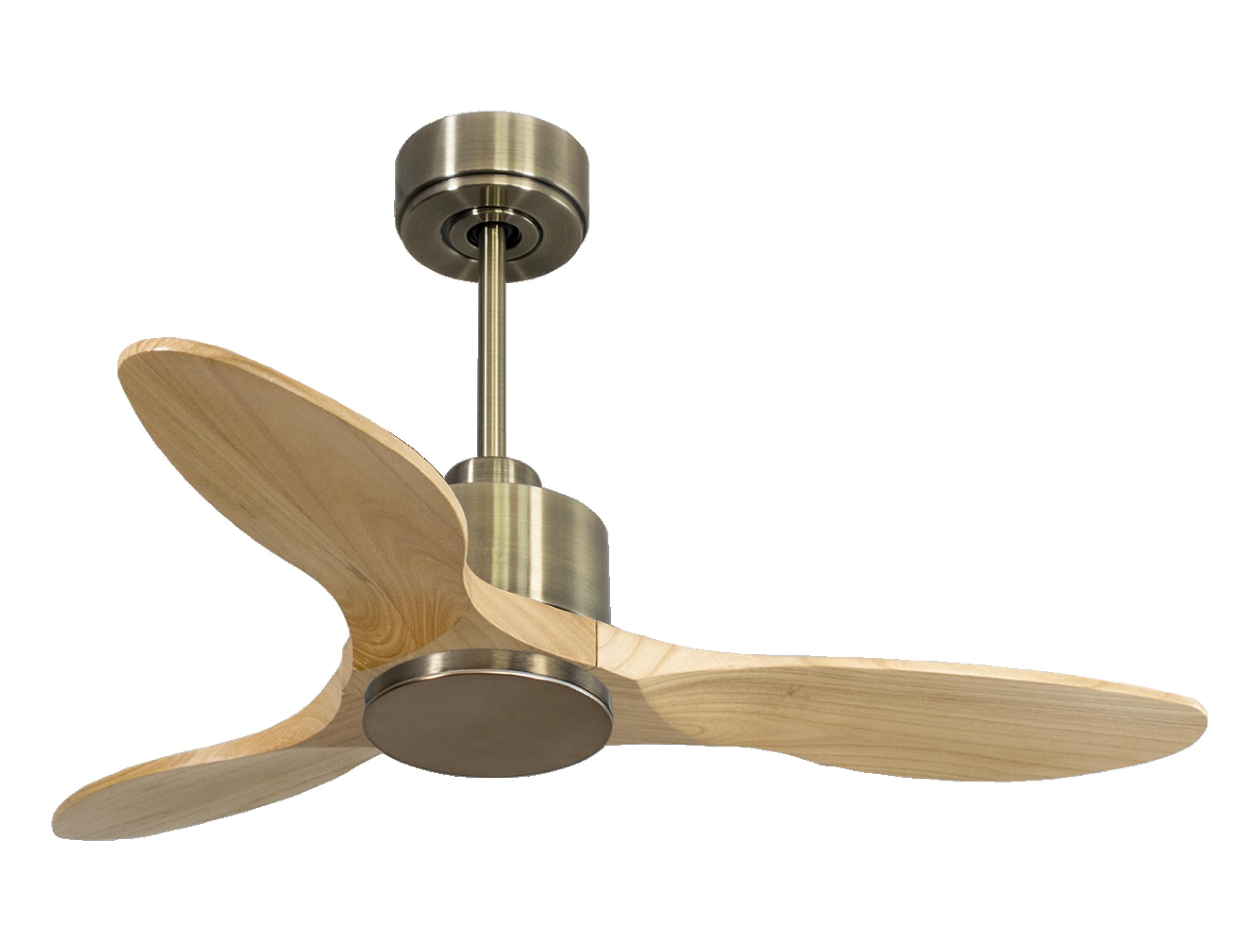 Ventilateur de plafond Réversible Thermostat Wifi Moteur à courant continu Toits en pente Télécommande Hypersilence Mémoire
