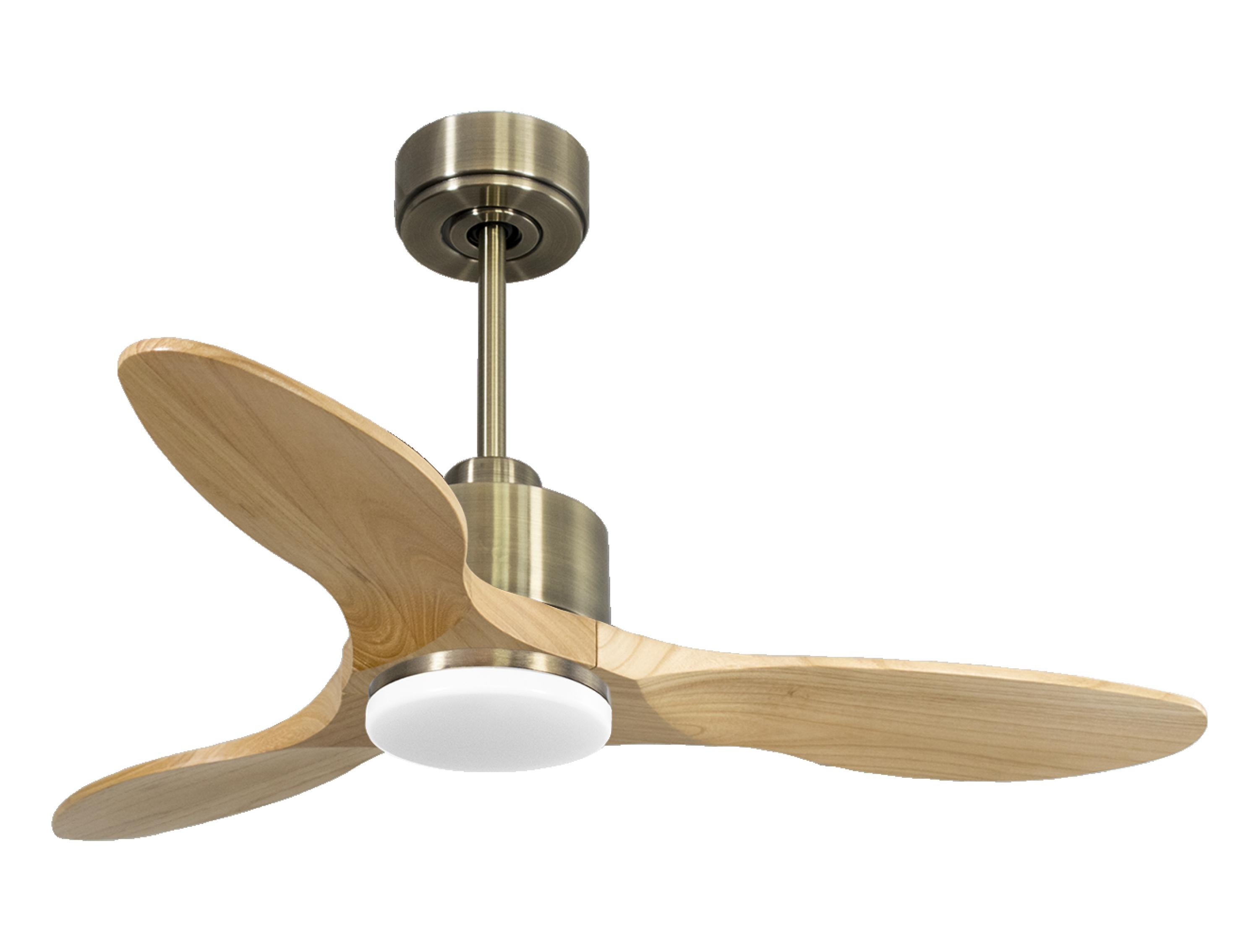 Ventilateur de plafond Réversible Thermostat Dimmable Wifi Moteur à courant continu Toits en pente Télécommande Lumière à trois tons Hypersilence Mémoire