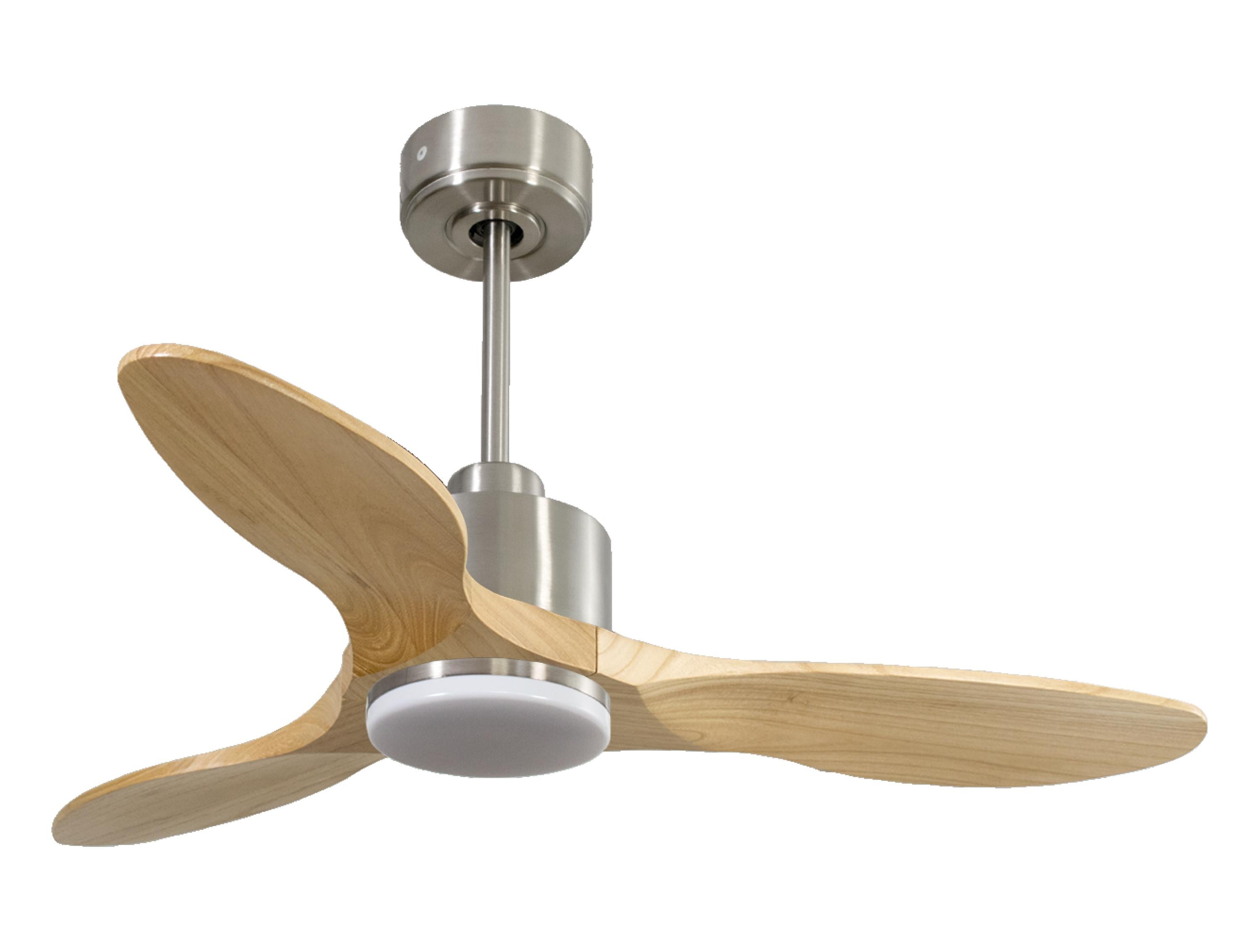 Ventilateur de plafond Réversible Thermostat Dimmable Wifi Moteur à courant continu Toits en pente Télécommande Lumière à trois tons Hypersilence Mémoire