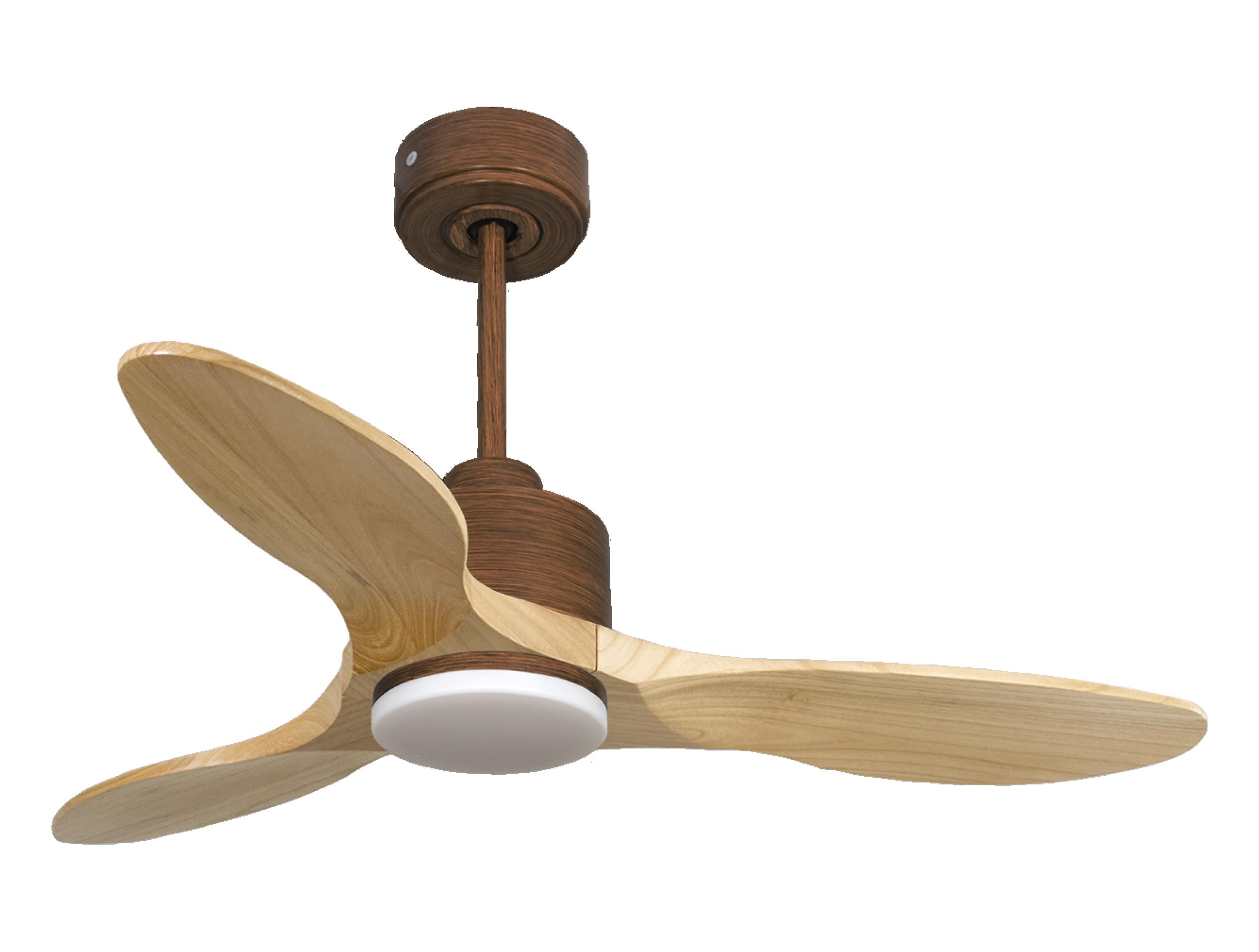 Ventilateur de plafond Réversible Thermostat Dimmable Wifi Moteur à courant continu Toits en pente Télécommande Lumière à trois tons Hypersilence Mémoire