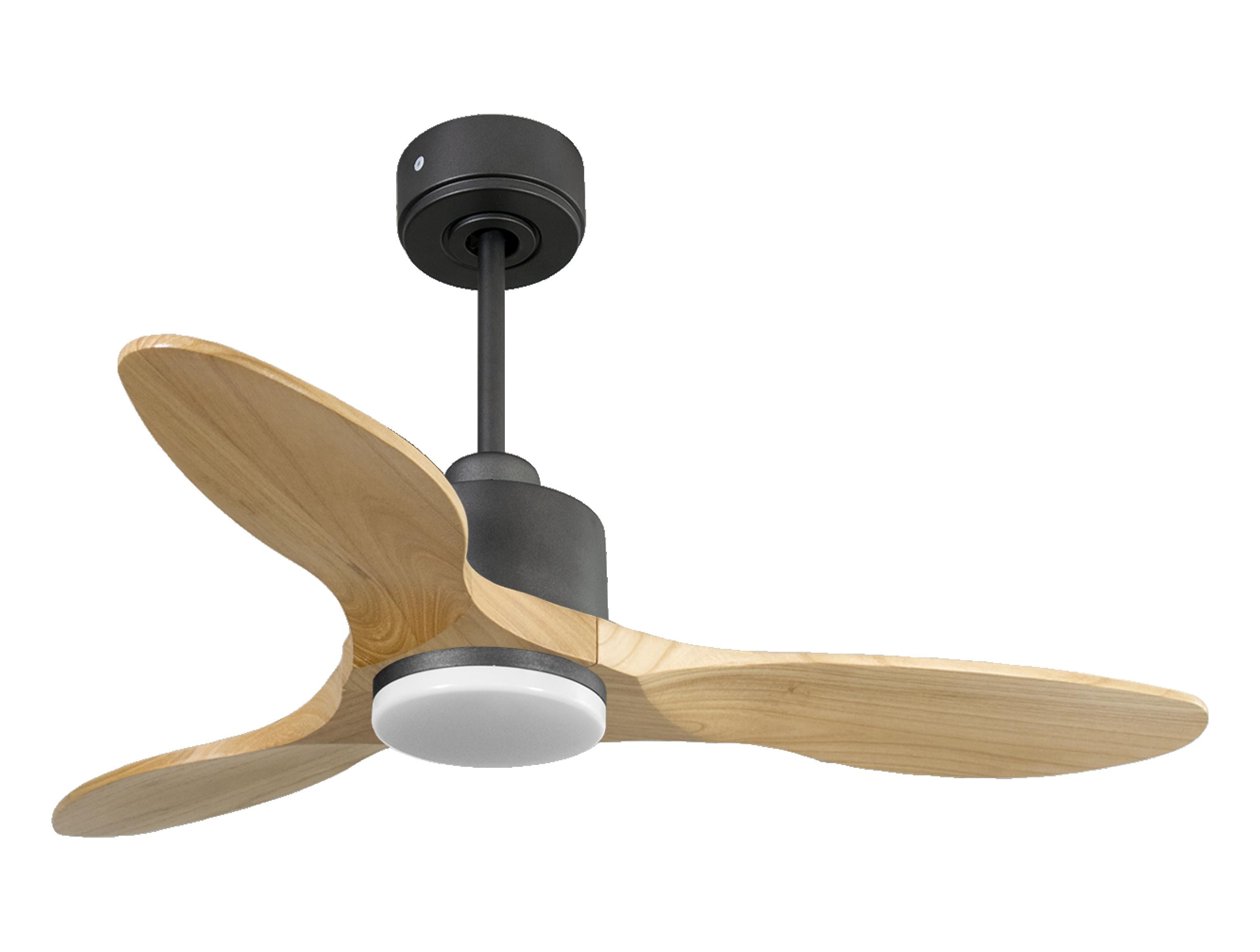 Ventilateur de plafond Réversible Thermostat Dimmable Wifi Moteur à courant continu Toits en pente Télécommande Lumière à trois tons Hypersilence Mémoire