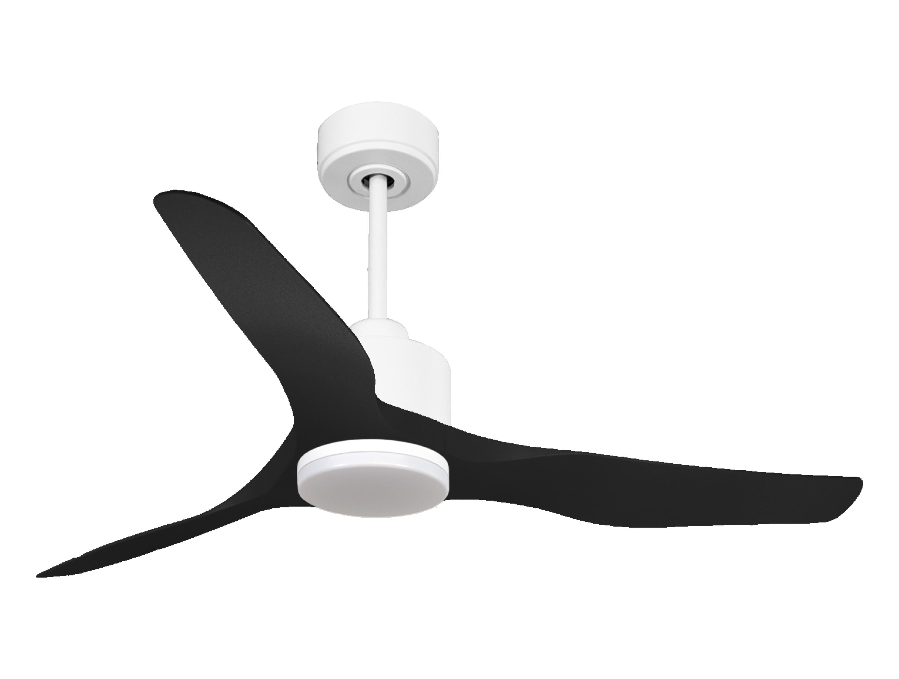 Ventilateur de plafond Réversible Thermostat Dimmable Wifi Moteur à courant continu Toits en pente Télécommande Lumière à trois tons Adaptateur 2/3 Lames