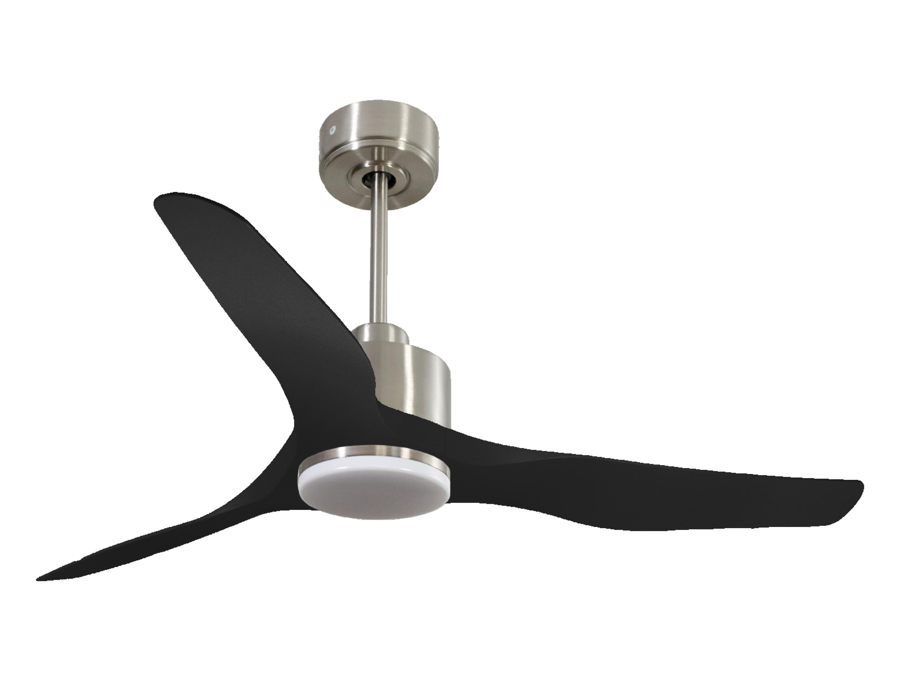 Ventilateur de plafond Réversible Thermostat Dimmable Wifi Moteur à courant continu Toits en pente Télécommande Lumière à trois tons Adaptateur 2/3 Lames